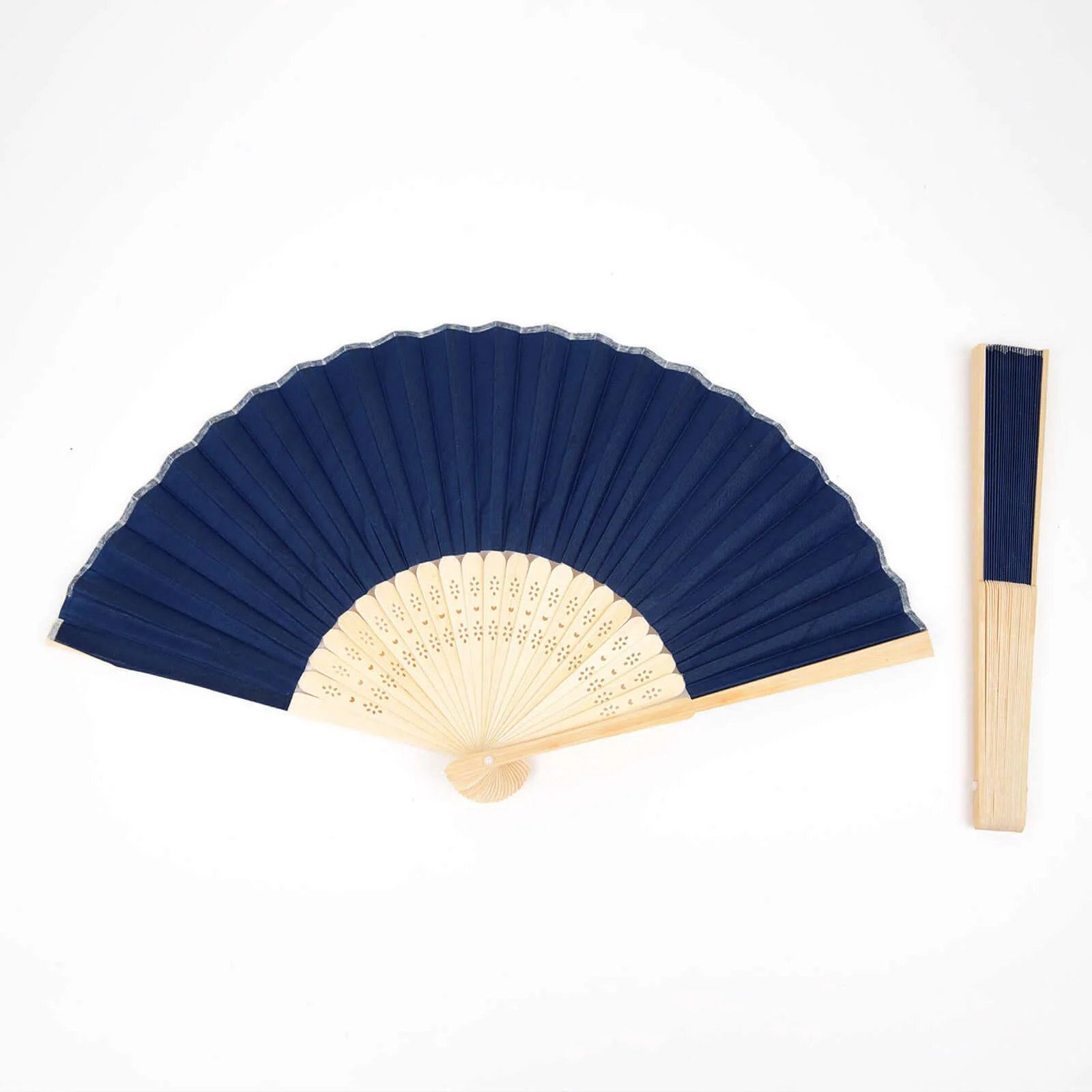 5 Pack Navy Blue Asian Silk Folding Fans Party Favors, Oriental Folding Fan Favors - Image 7