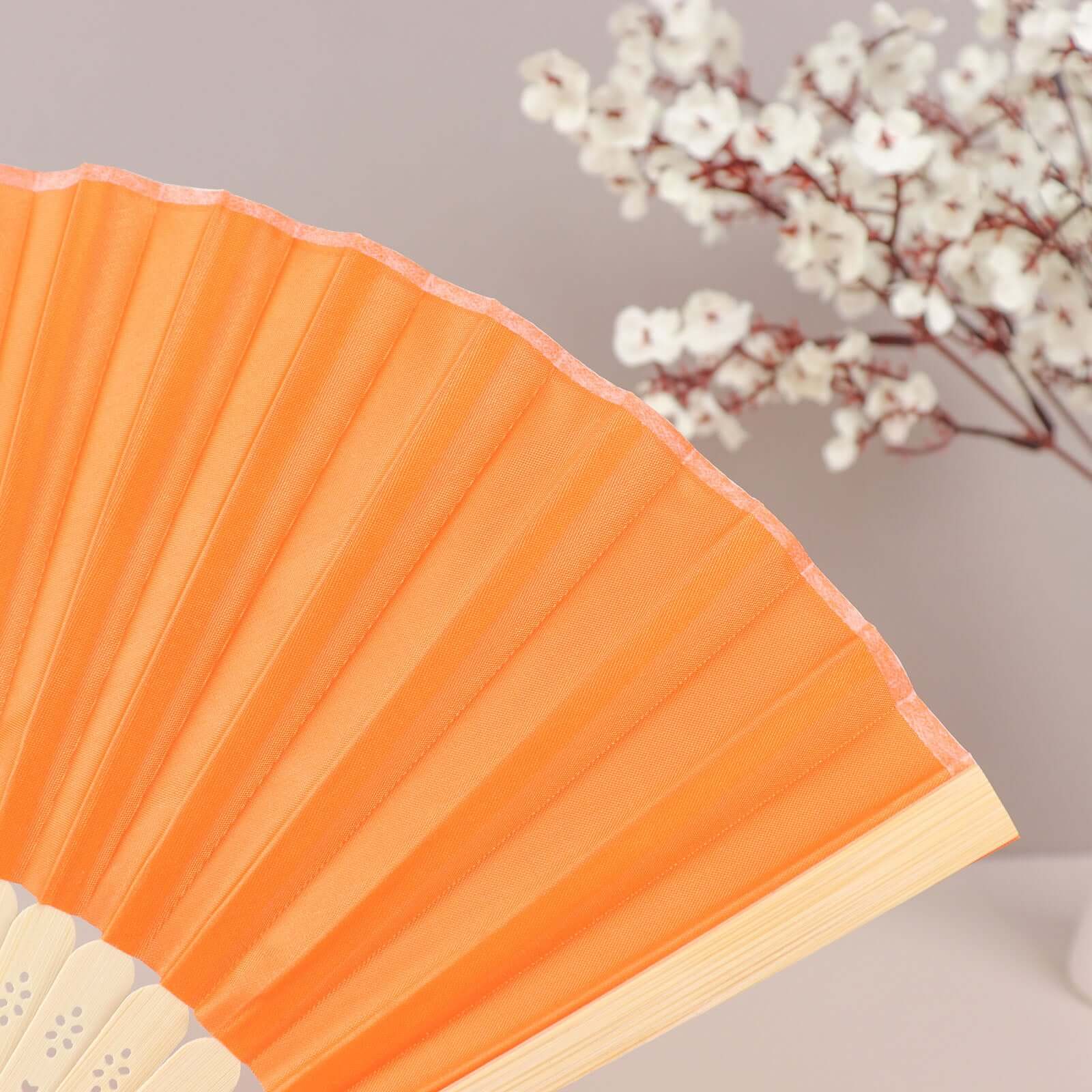 5 Pack Orange Asian Silk Folding Fans Party Favors, Oriental Folding Fan Favors - Image 10