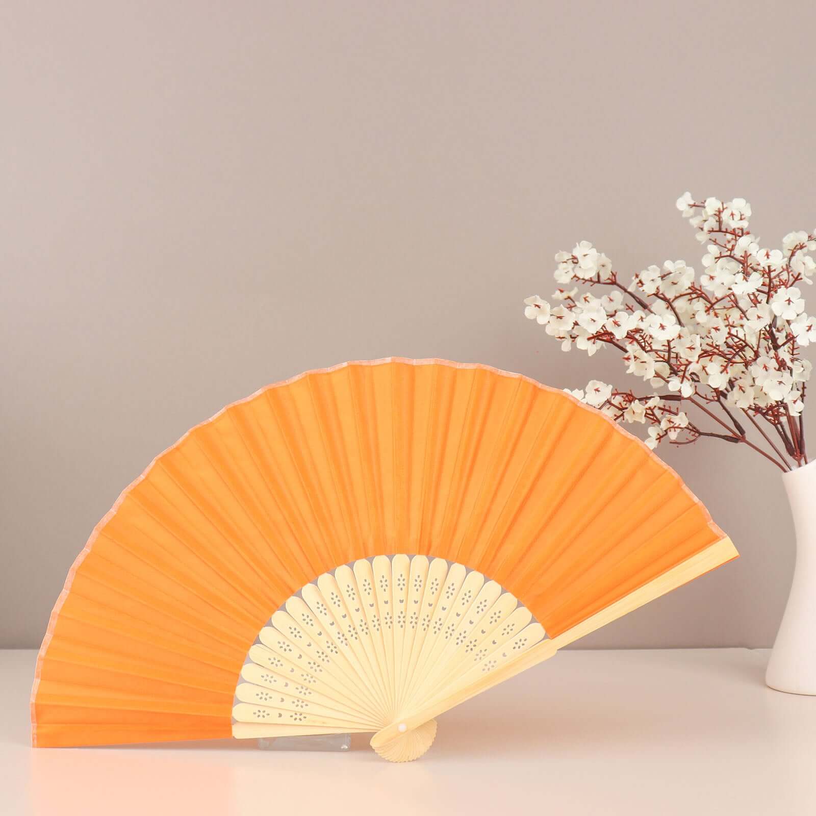 5 Pack Orange Asian Silk Folding Fans Party Favors, Oriental Folding Fan Favors - Image 14