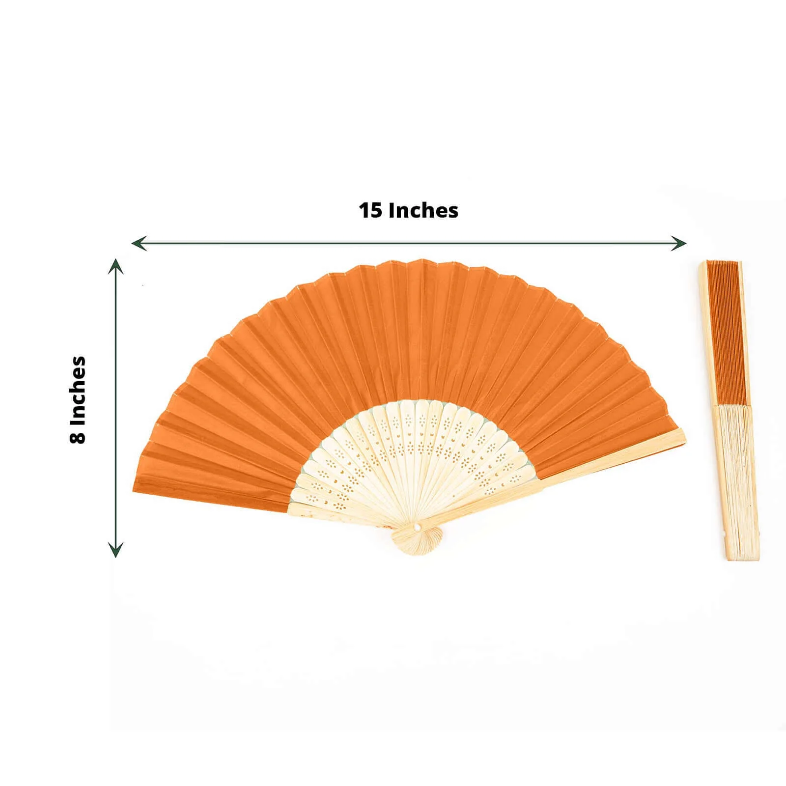 5 Pack Orange Asian Silk Folding Fans Party Favors, Oriental Folding Fan Favors - Image 3