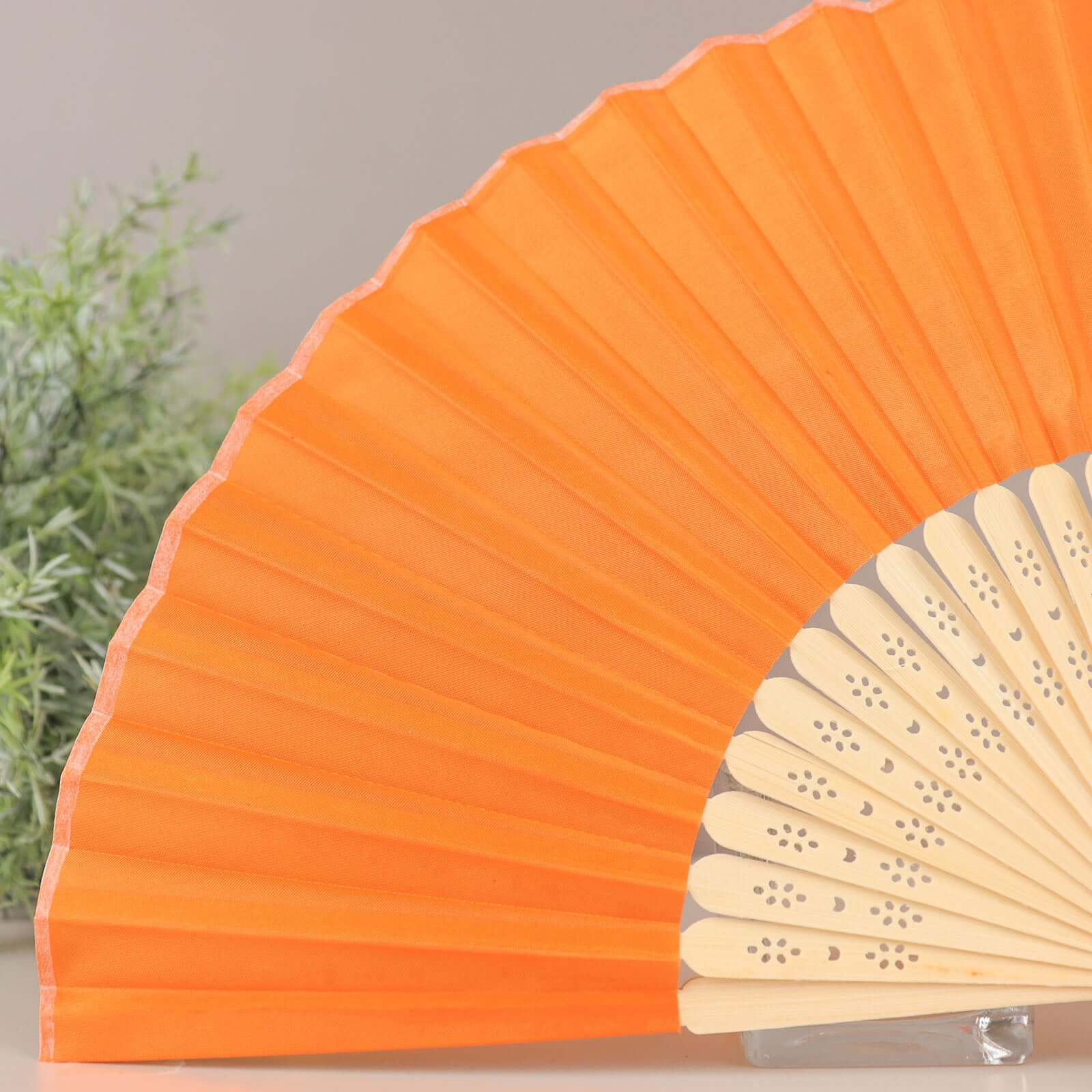 5 Pack Orange Asian Silk Folding Fans Party Favors, Oriental Folding Fan Favors - Image 8