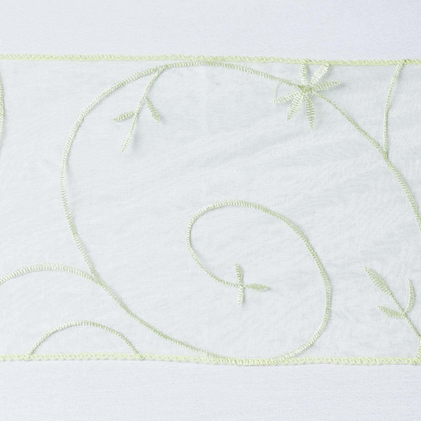 5 Pack Organza Chair Sashes 7"x108" Apple Green with Satin Leaf Embroidery - Sheer Decorative Chair Bows - Image 6