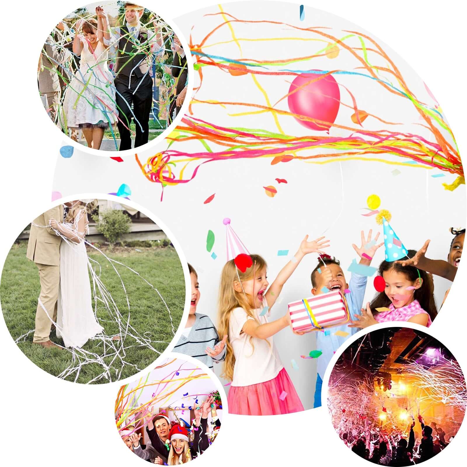 5 Pack Pink Handheld Surprise Paper Streamers, Confetti Popper for Gender Reveal - Image 5