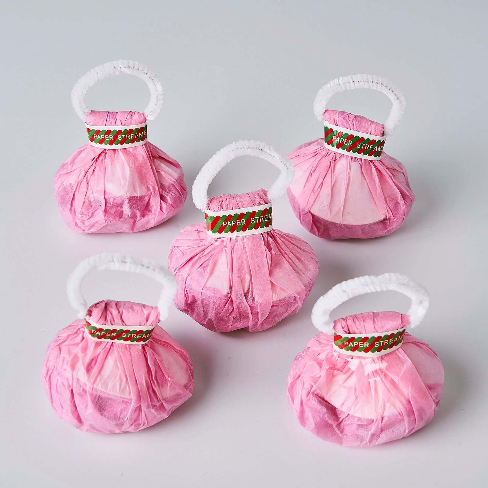5 Pack Pink Handheld Surprise Paper Streamers, Confetti Popper for Gender Reveal - Image 8