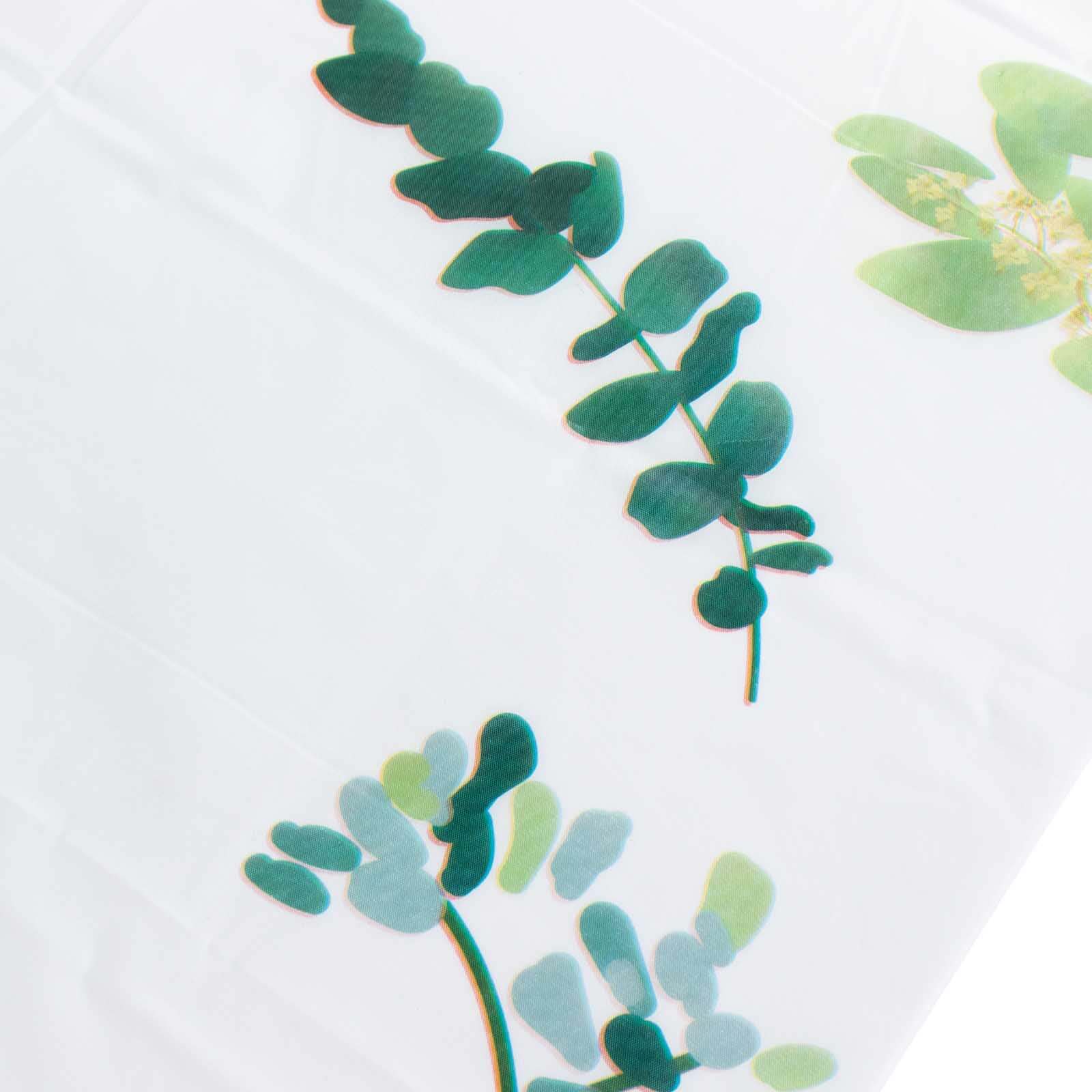 5-Pack Plastic Table Covers 54"x108" White/Green Rectangle with Eucalyptus Leaves Print - PVC Waterproof Disposable Covers - Image 16