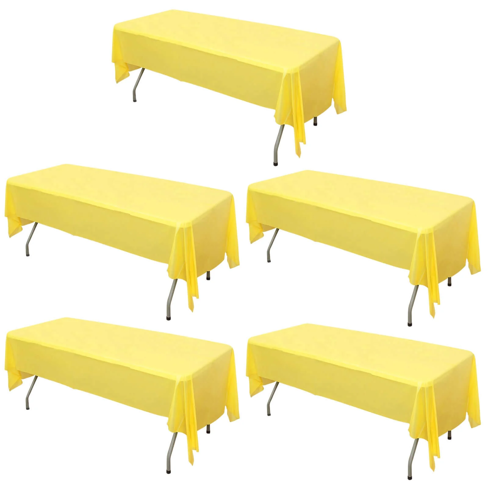 5-Pack Plastic Table Covers 54"x108" Yellow Rectangle - PVC Waterproof Disposable Tablecloths - Image 6