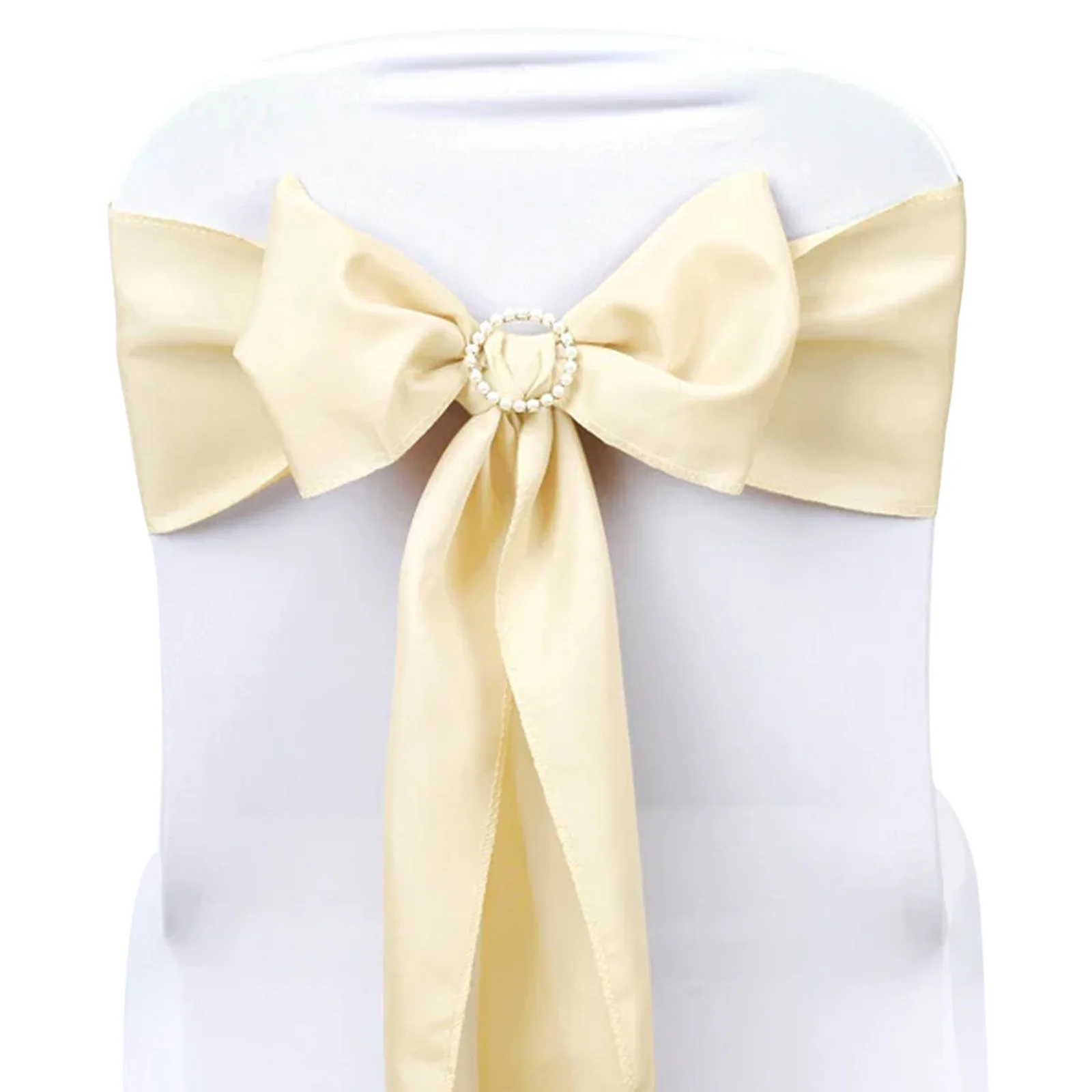 5 Pack Polyester Chair Sashes 6"x108" Beige - Image 8