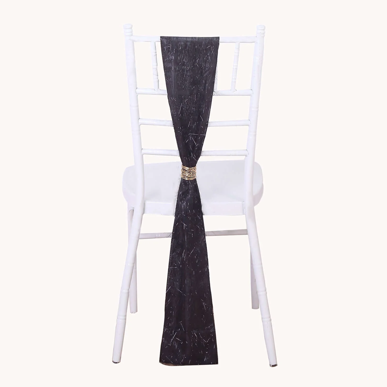 5 Pack Polyester Chair Sashes 6"x108" Black Metallic Tinsel Fringe - Durable & Reusable Chair Bows - Image 6