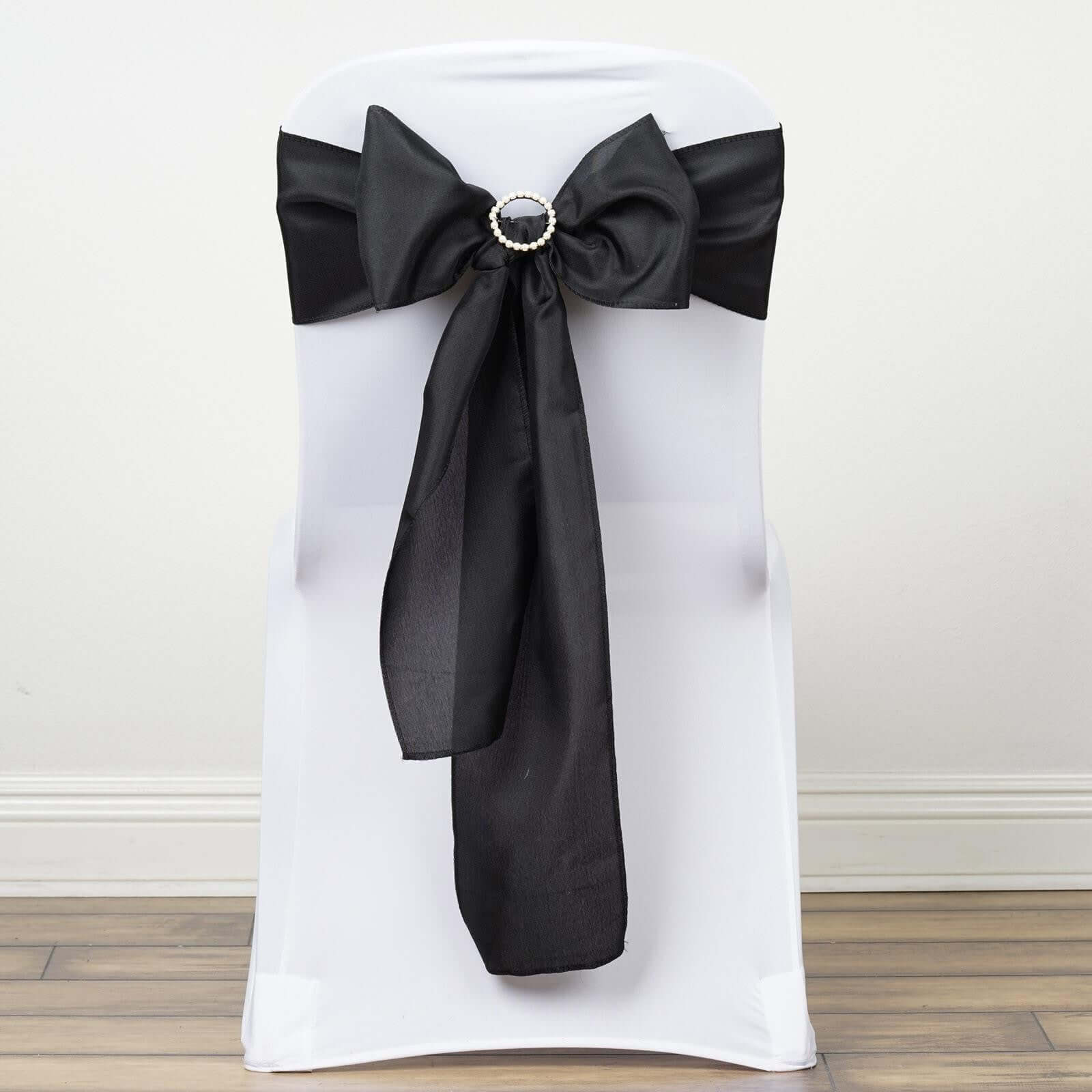 5 Pack Polyester Chair Sashes 6"x108" Black - Versatile & Chic Chair Accessories - Image 2