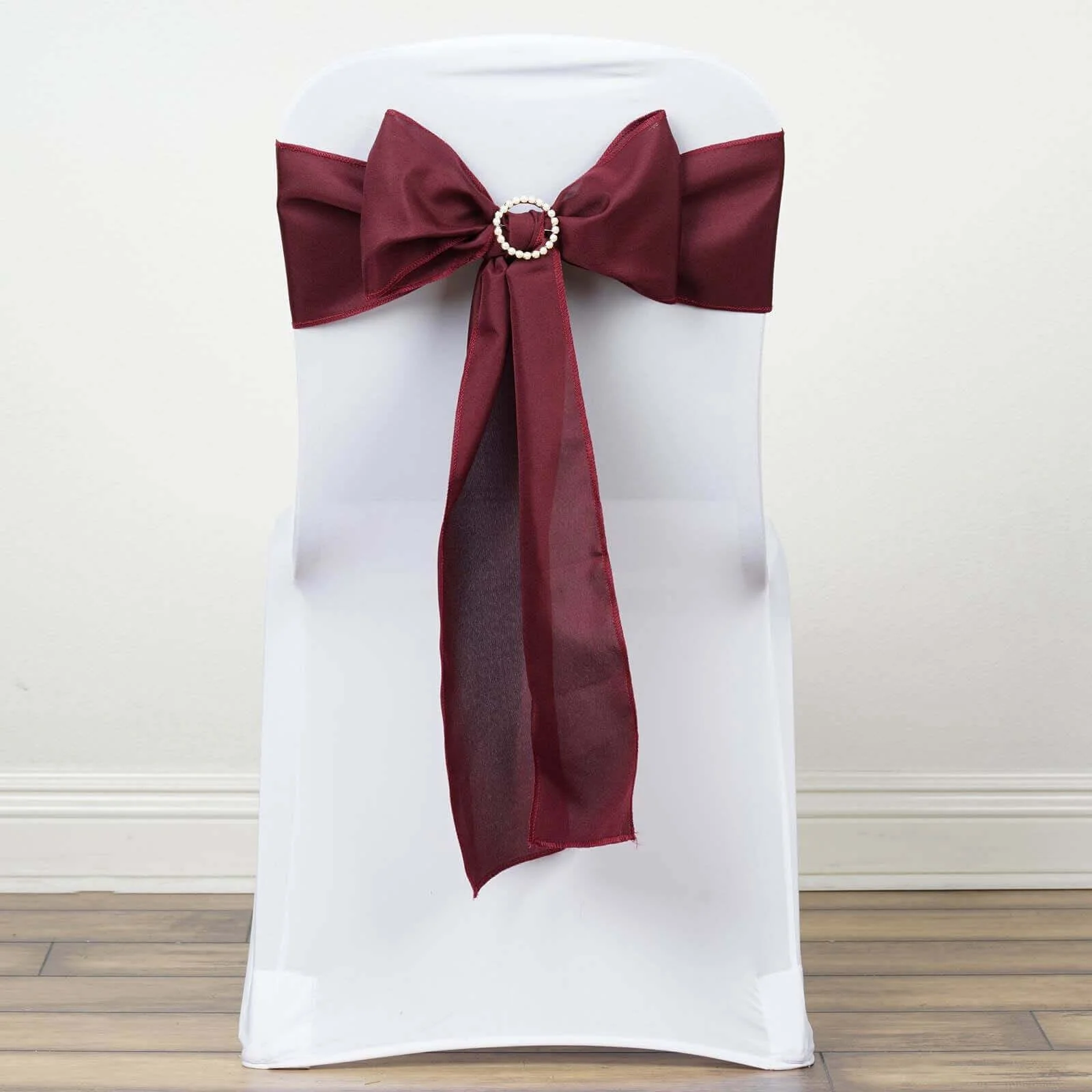 5 Pack Polyester Chair Sashes 6"x108" Burgundy - Image 2