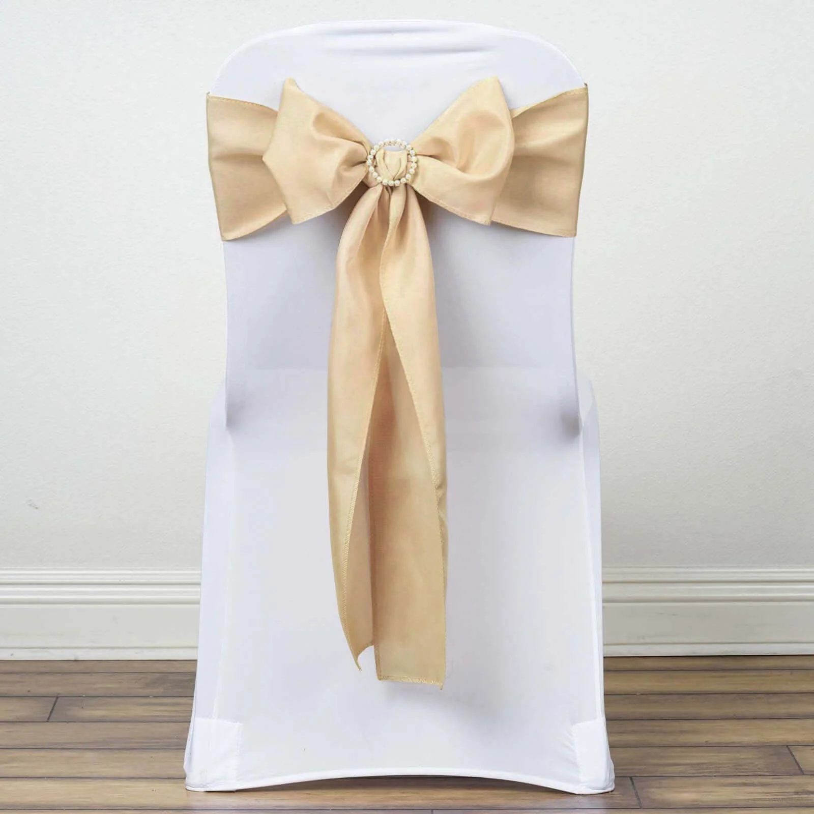 5 Pack Polyester Chair Sashes 6"x108" Champagne - Image 2