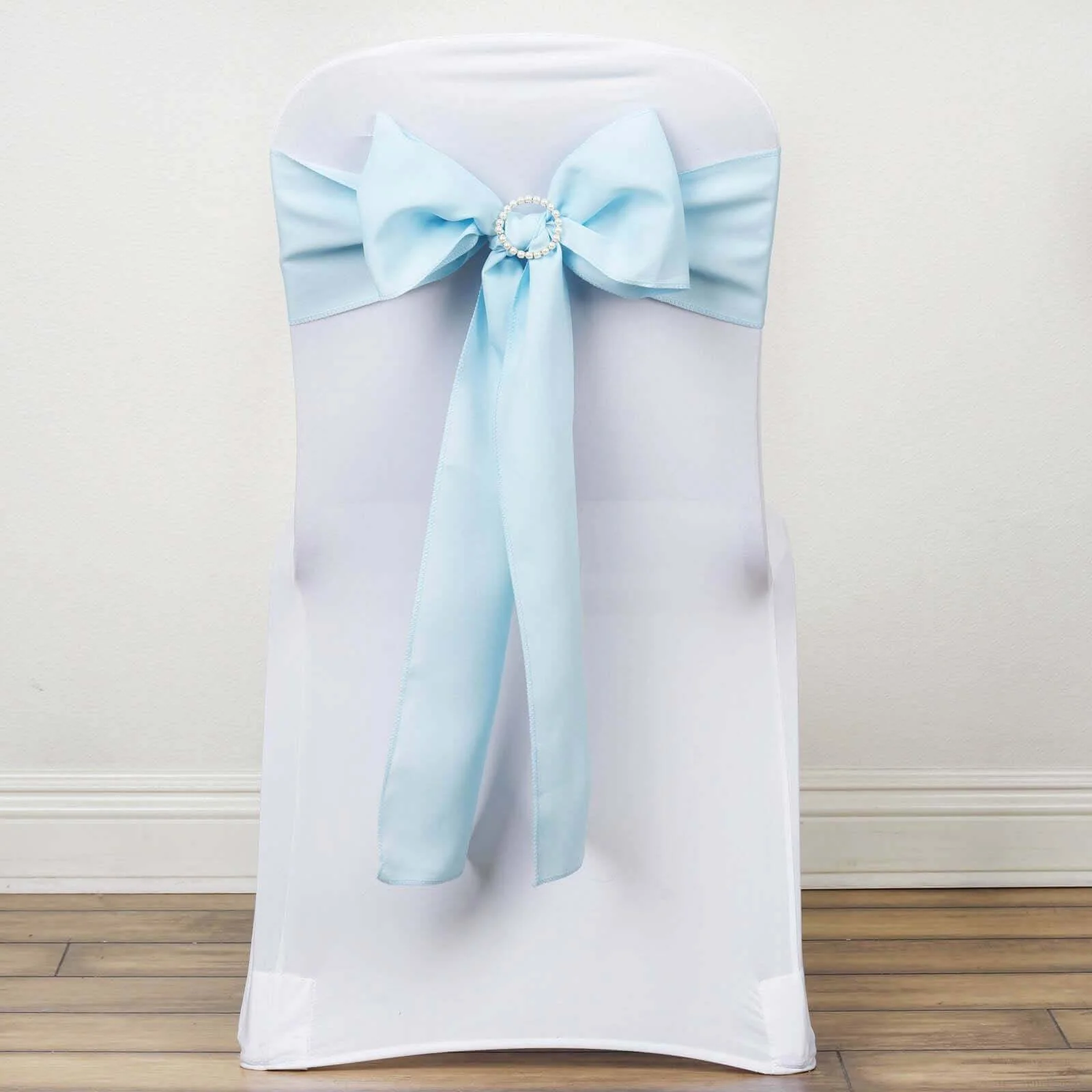5 Pack Polyester Chair Sashes 6"x108" Light Blue - Image 2