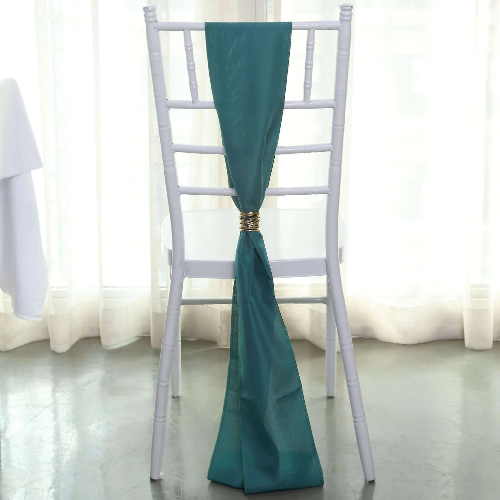 5 Pack Polyester Chair Sashes 6"x108" Peacock Teal - Image 3