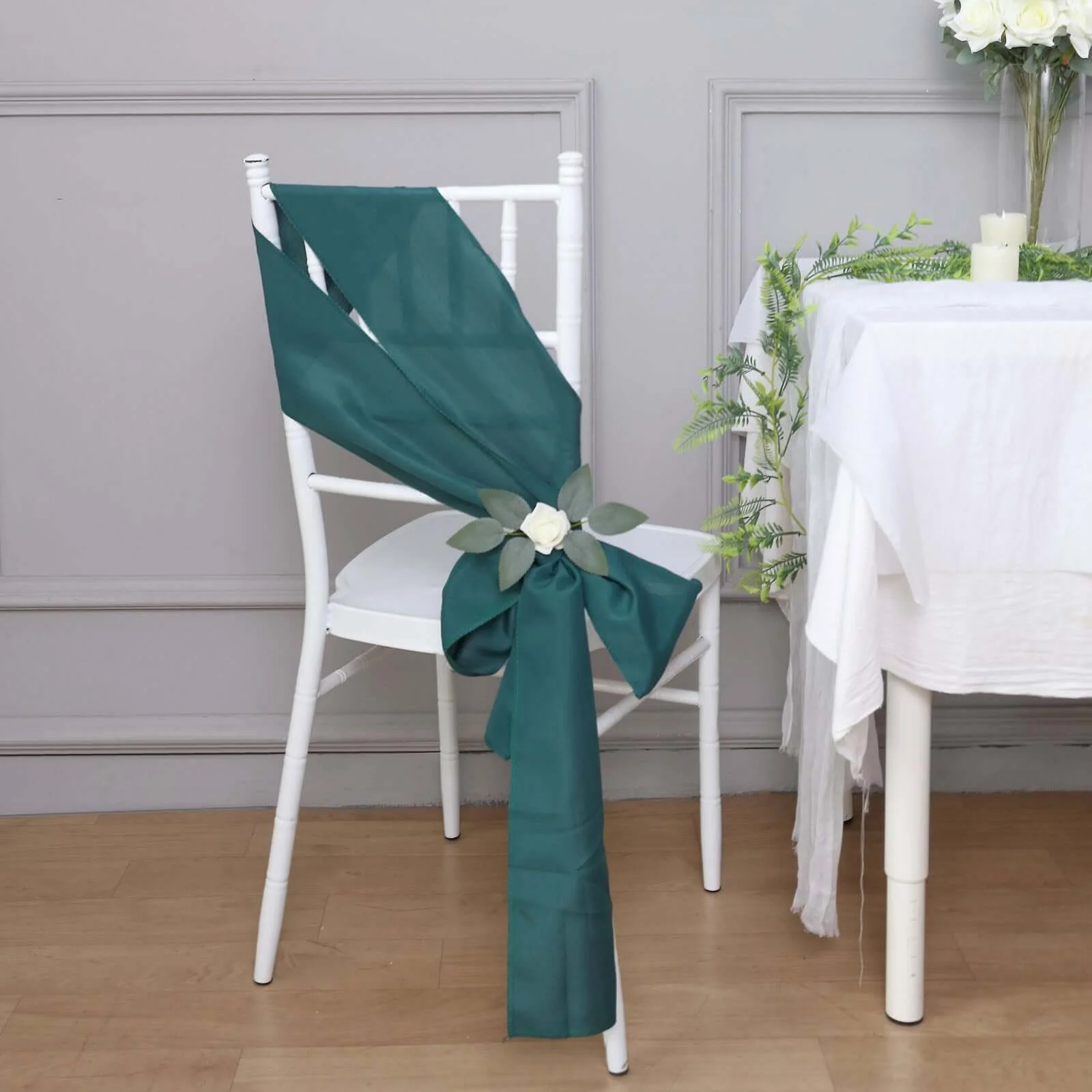 5 Pack Polyester Chair Sashes 6"x108" Peacock Teal - Image 7