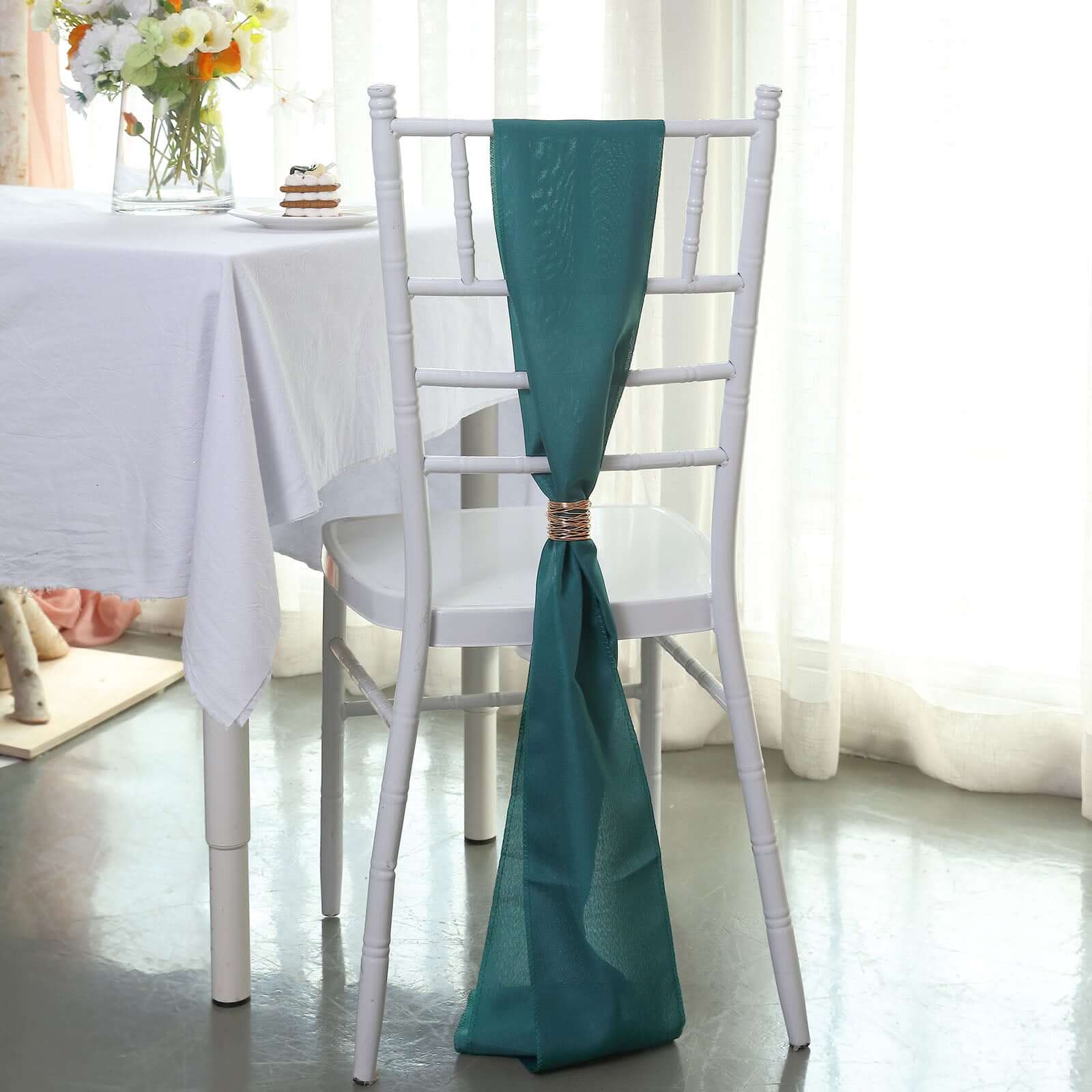 5 Pack Polyester Chair Sashes 6"x108" Peacock Teal - Image 9