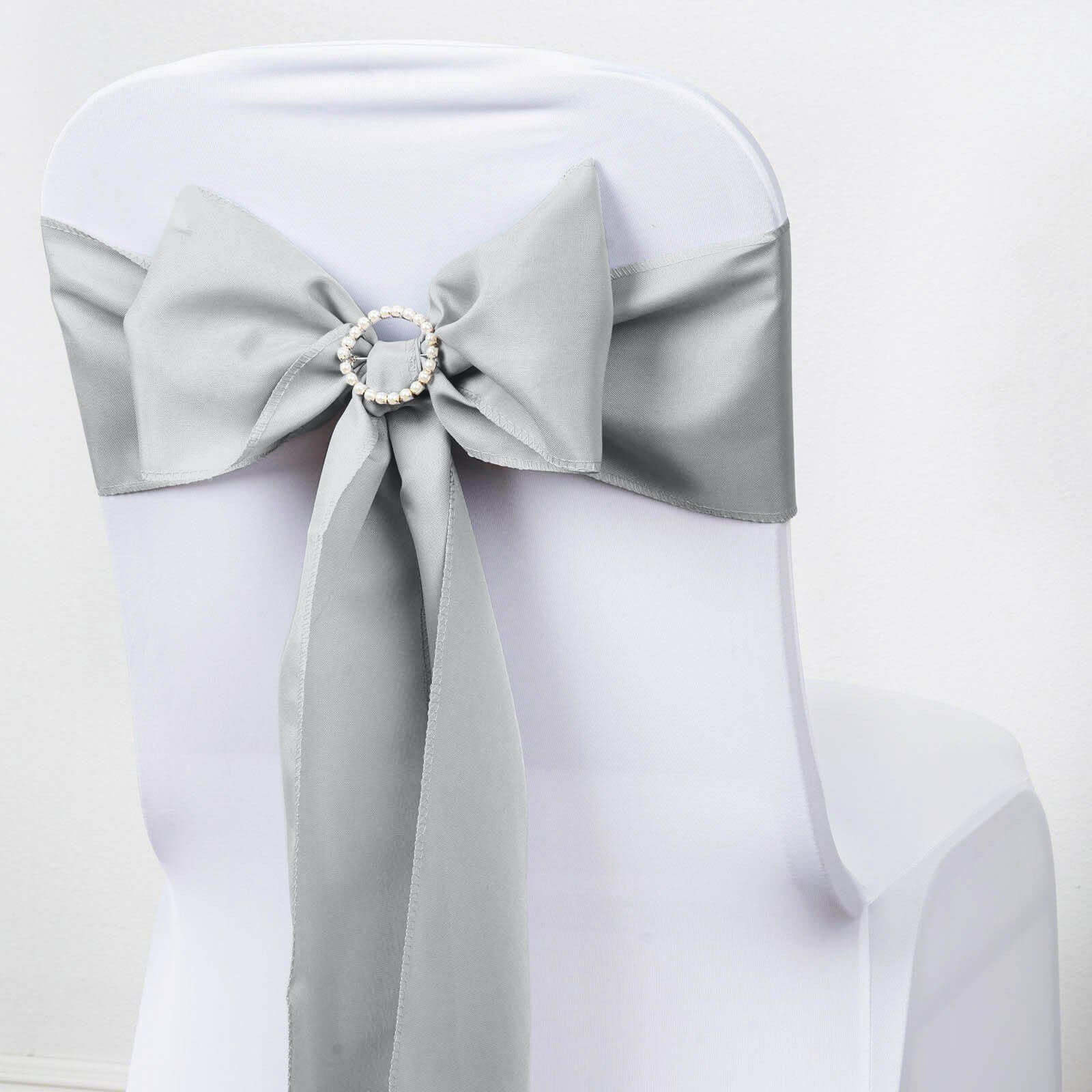 5 Pack Polyester Chair Sashes 6"x108" Silver - Image 2