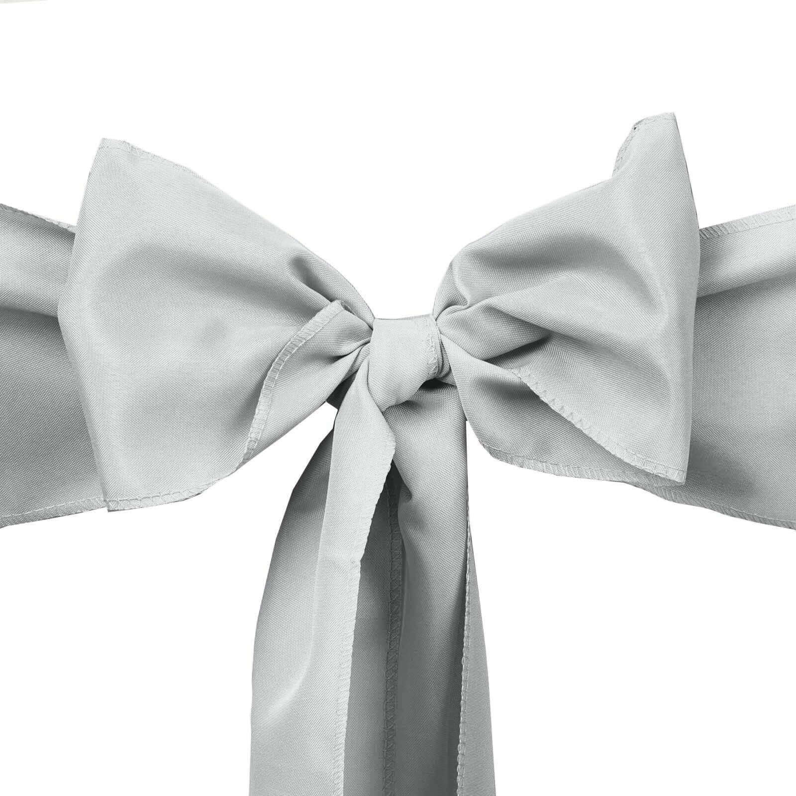 5 Pack Polyester Chair Sashes 6"x108" Silver - Image 6