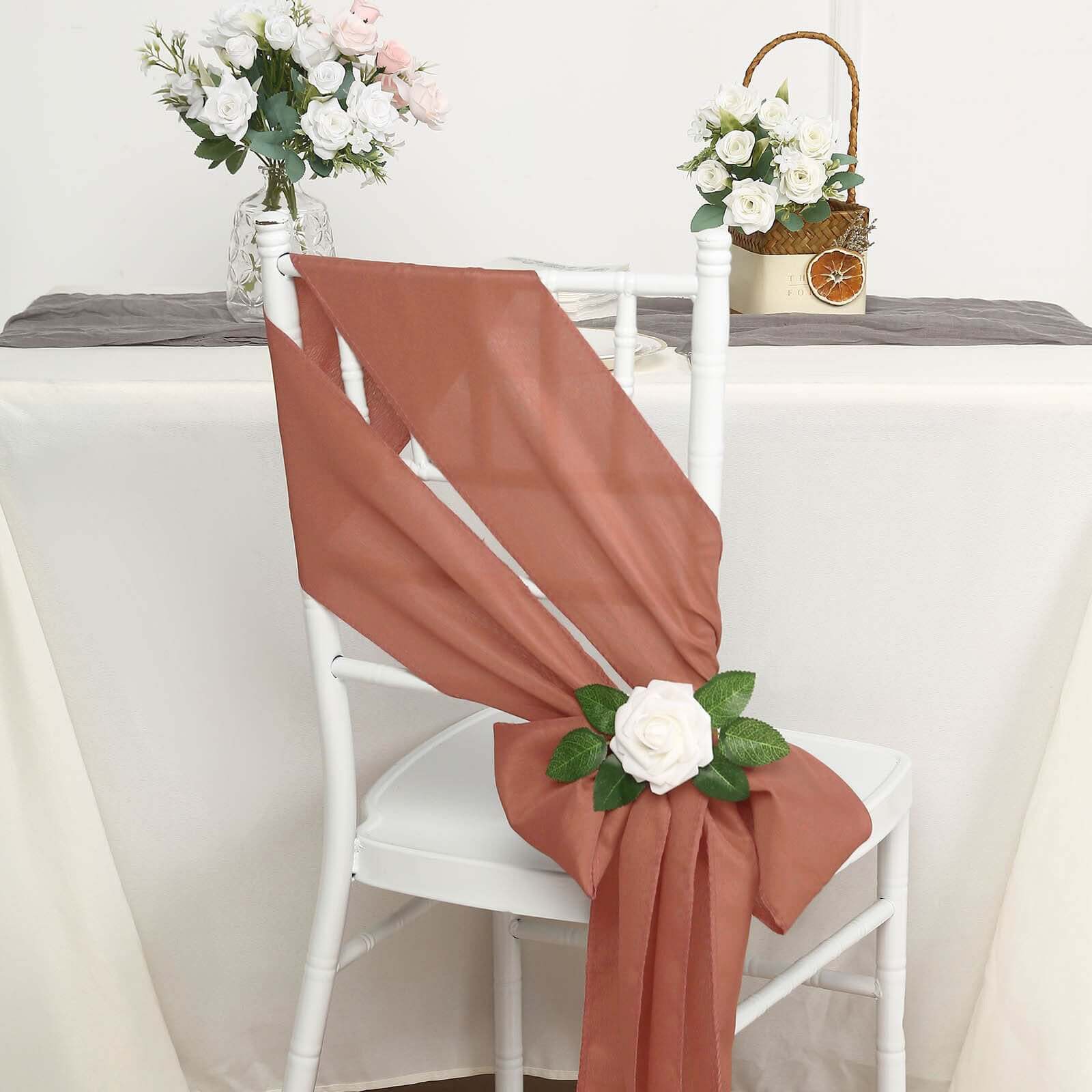 5 Pack Polyester Chair Sashes 6"x108" Terracotta (Rust) - Image 11
