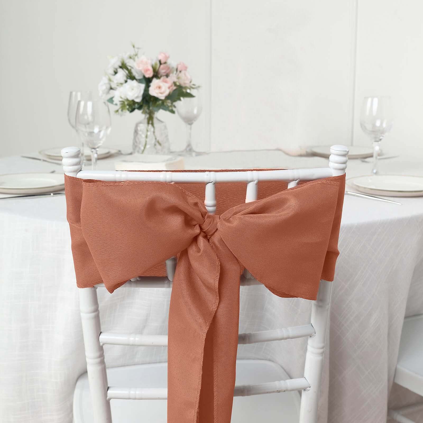 5 Pack Polyester Chair Sashes 6"x108" Terracotta (Rust) - Image 9