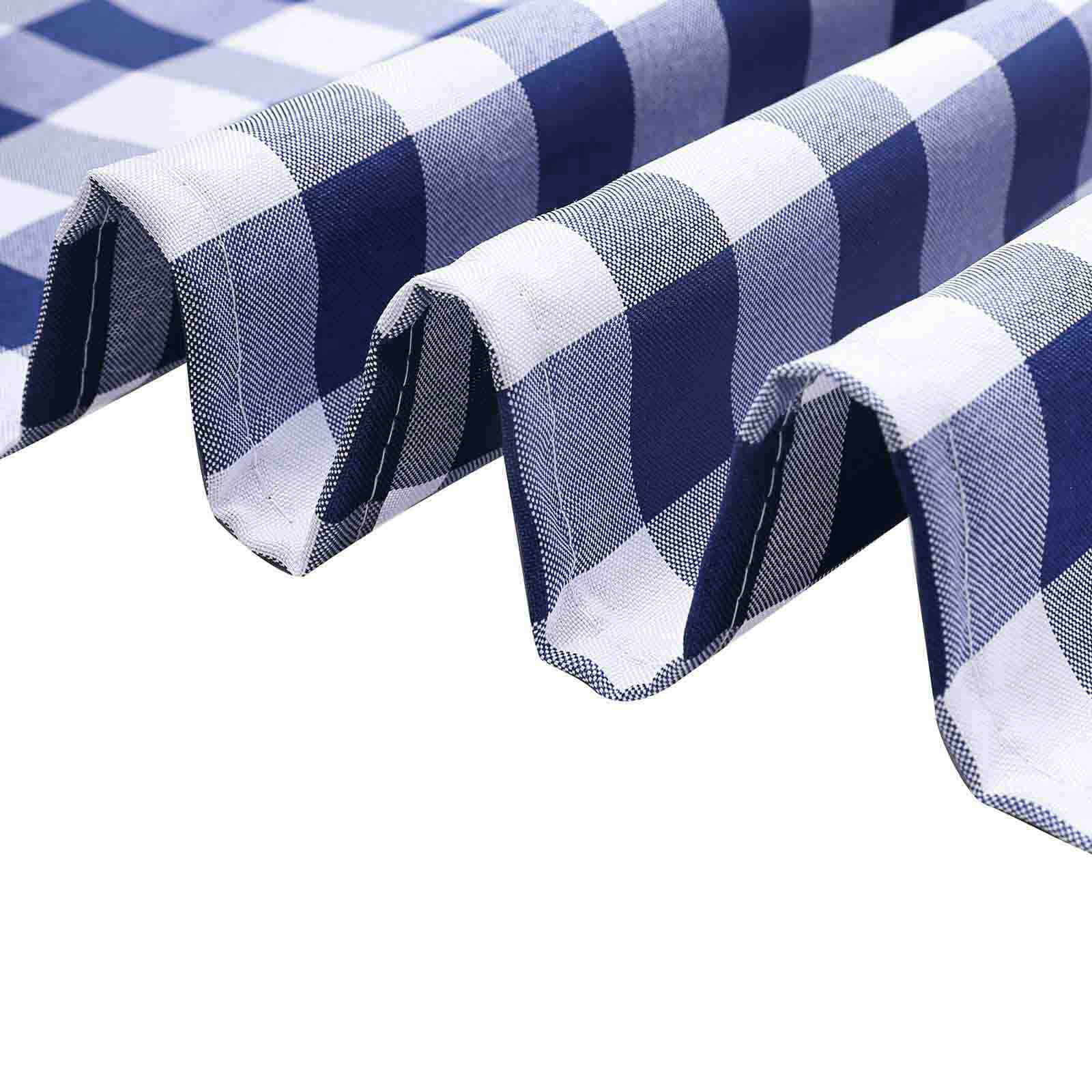 5 Pack Polyester Napkins 15"x15" Navy Blue/White Buffalo Plaid Gingham Style Dinner Napkins - Image 3
