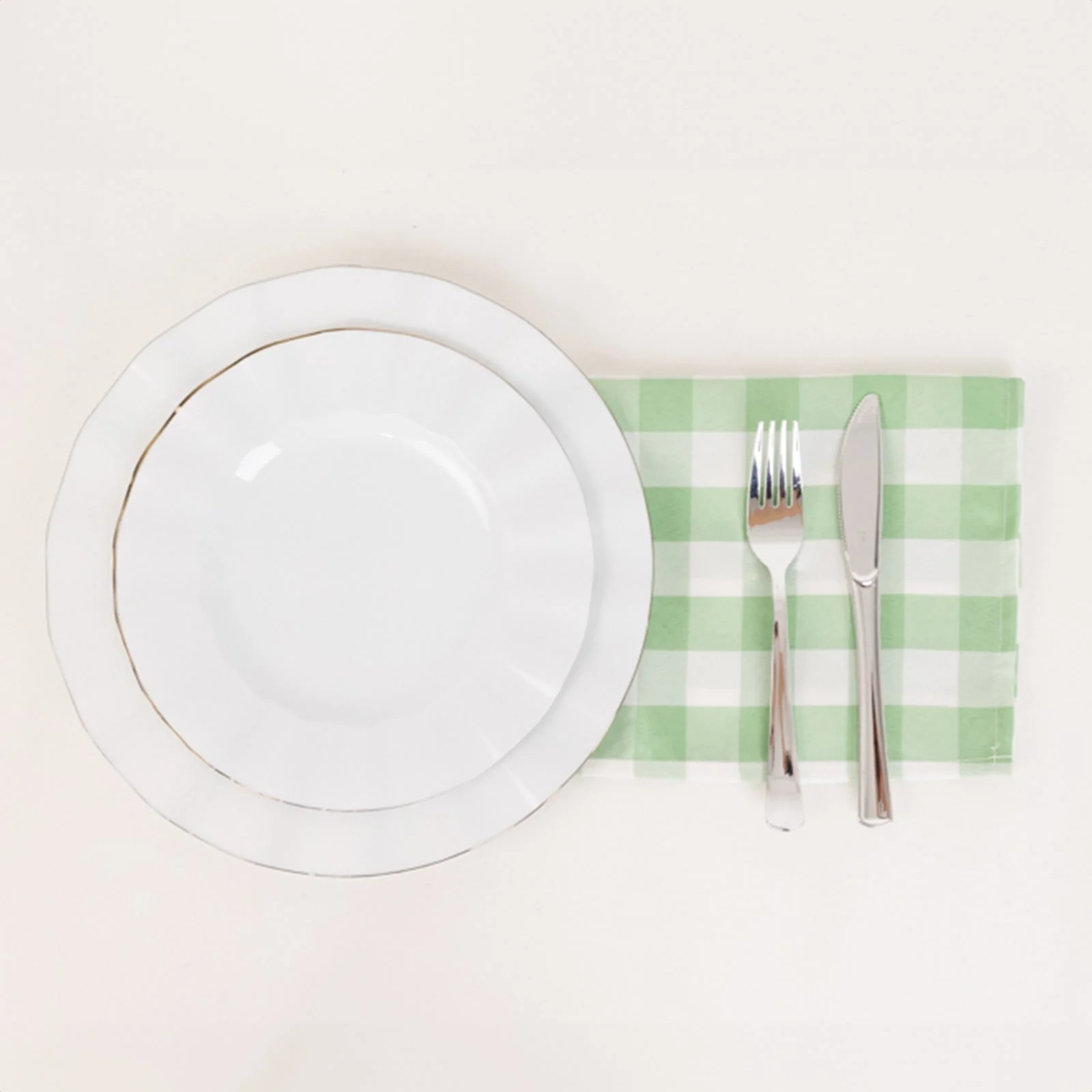 5 Pack Polyester Napkins 15"x15" Sage Green/White Buffalo Plaid Gingham Style Dinner Napkins - Image 2
