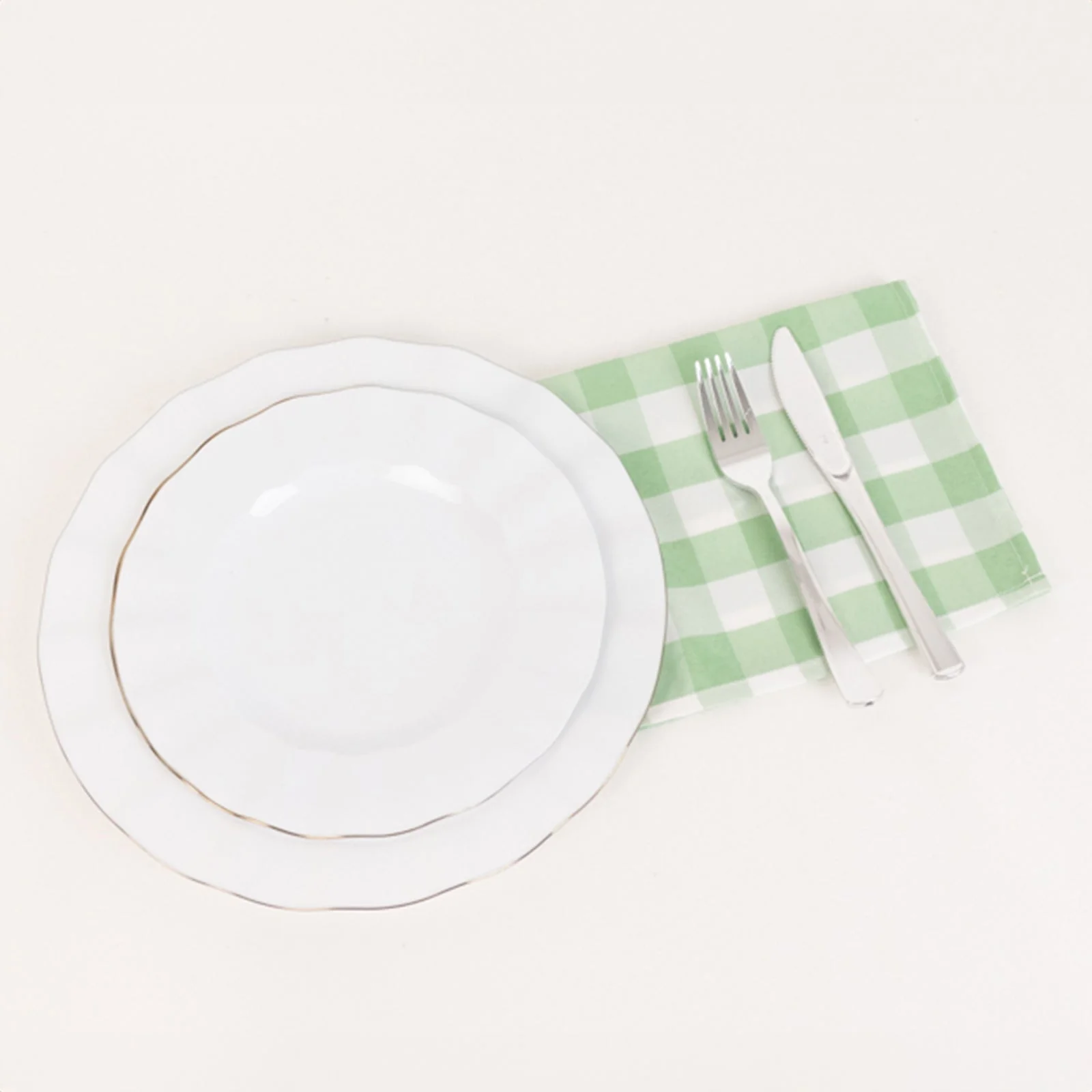 5 Pack Polyester Napkins 15"x15" Sage Green/White Buffalo Plaid Gingham Style Dinner Napkins - Image 6