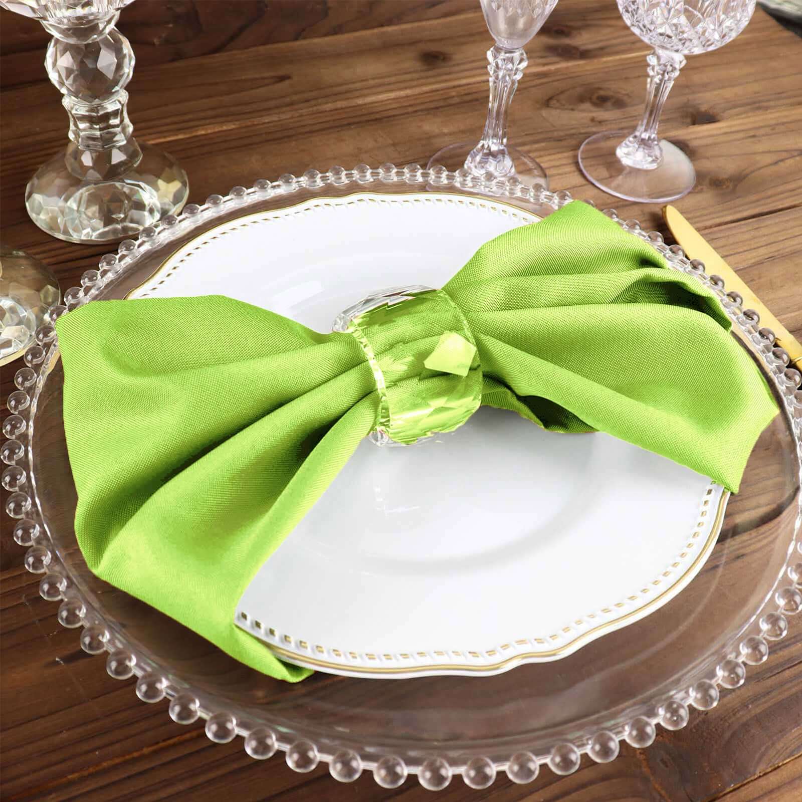 5 Pack Premium Polyester Napkins 17"x17" Apple Green - Wrinkle Resistant & Easy Care Cloth Napkins - Image 7