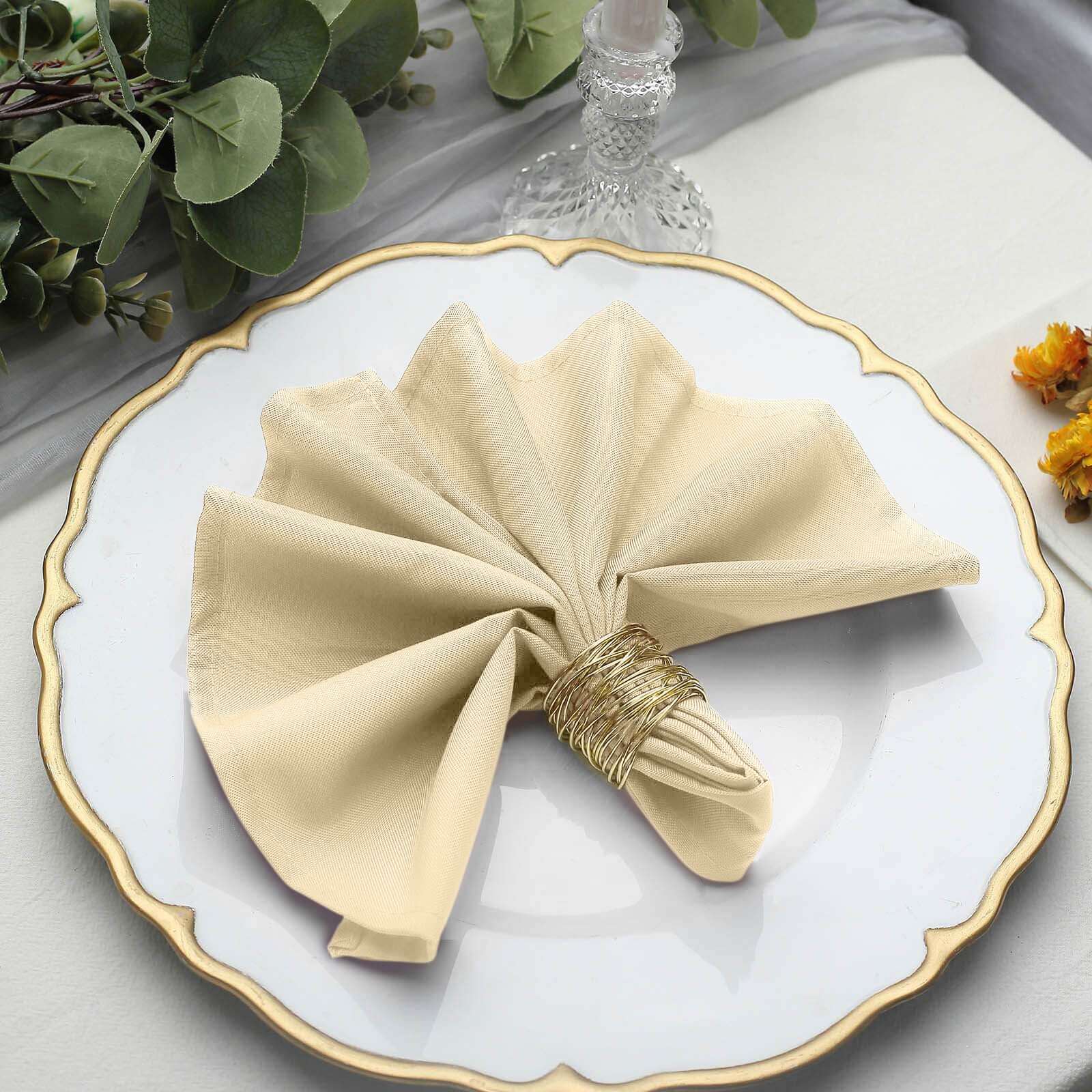 5 Pack Premium Polyester Napkins 17"x17" Beige - Wrinkle Resistant & Easy Care Cloth Napkins - Image 7