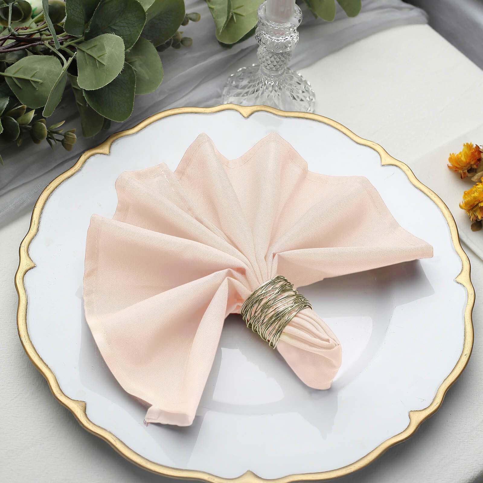 5 Pack Premium Polyester Napkins 17"x17" Blush - Wrinkle Resistant & Easy Care Cloth Napkins - Image 2