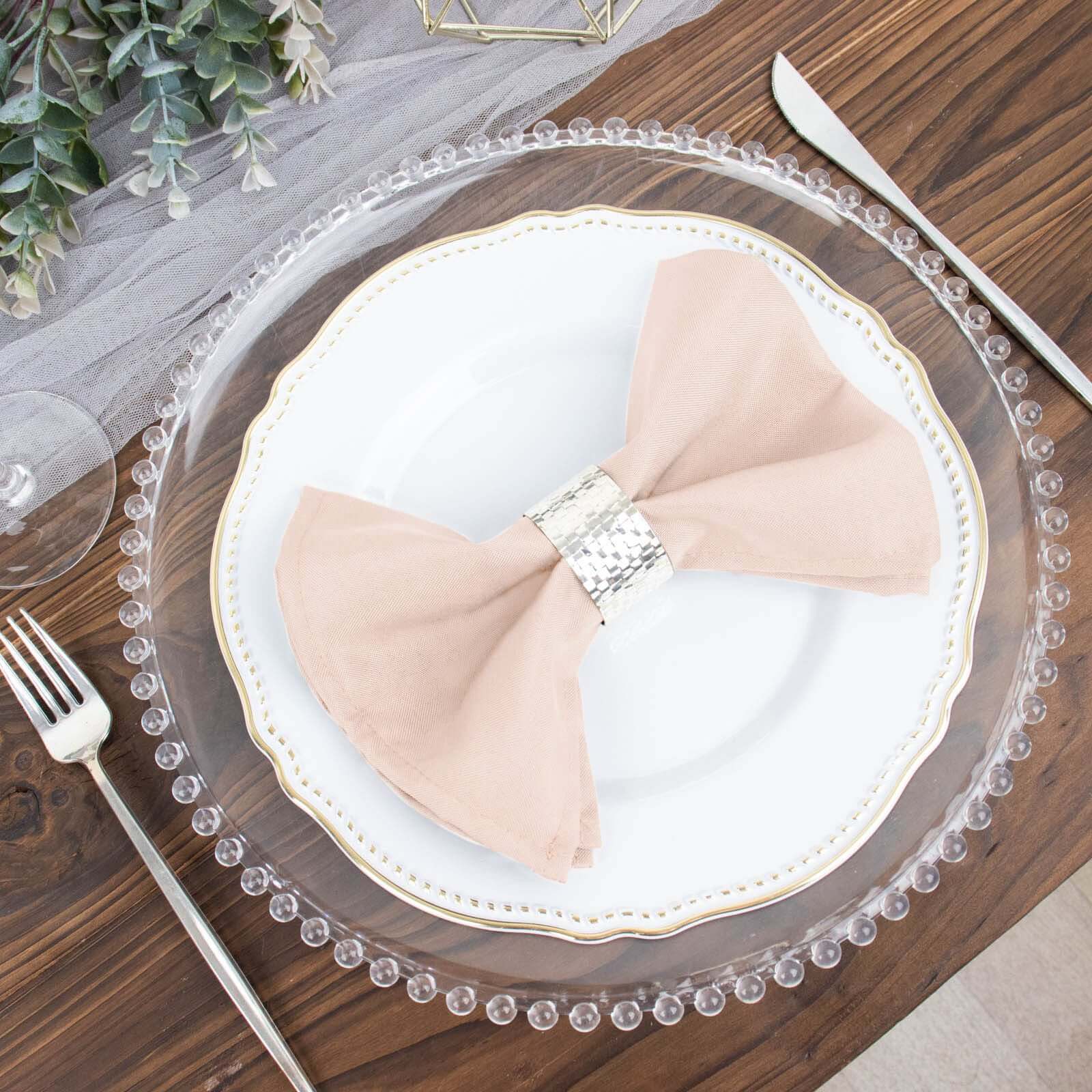 5 Pack Premium Polyester Napkins 17"x17" Blush - Wrinkle Resistant & Easy Care Cloth Napkins - Image 6