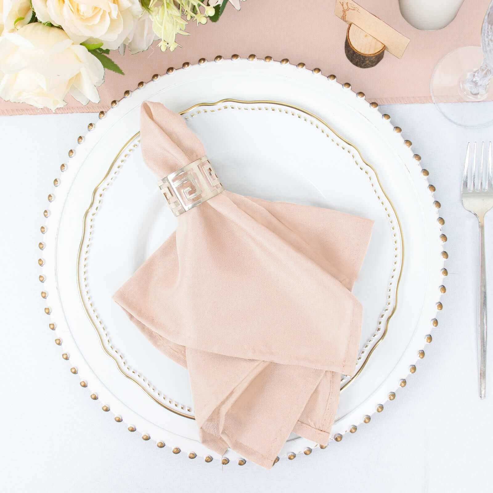 5 Pack Premium Polyester Napkins 17"x17" Blush - Wrinkle Resistant & Easy Care Cloth Napkins - Image 8