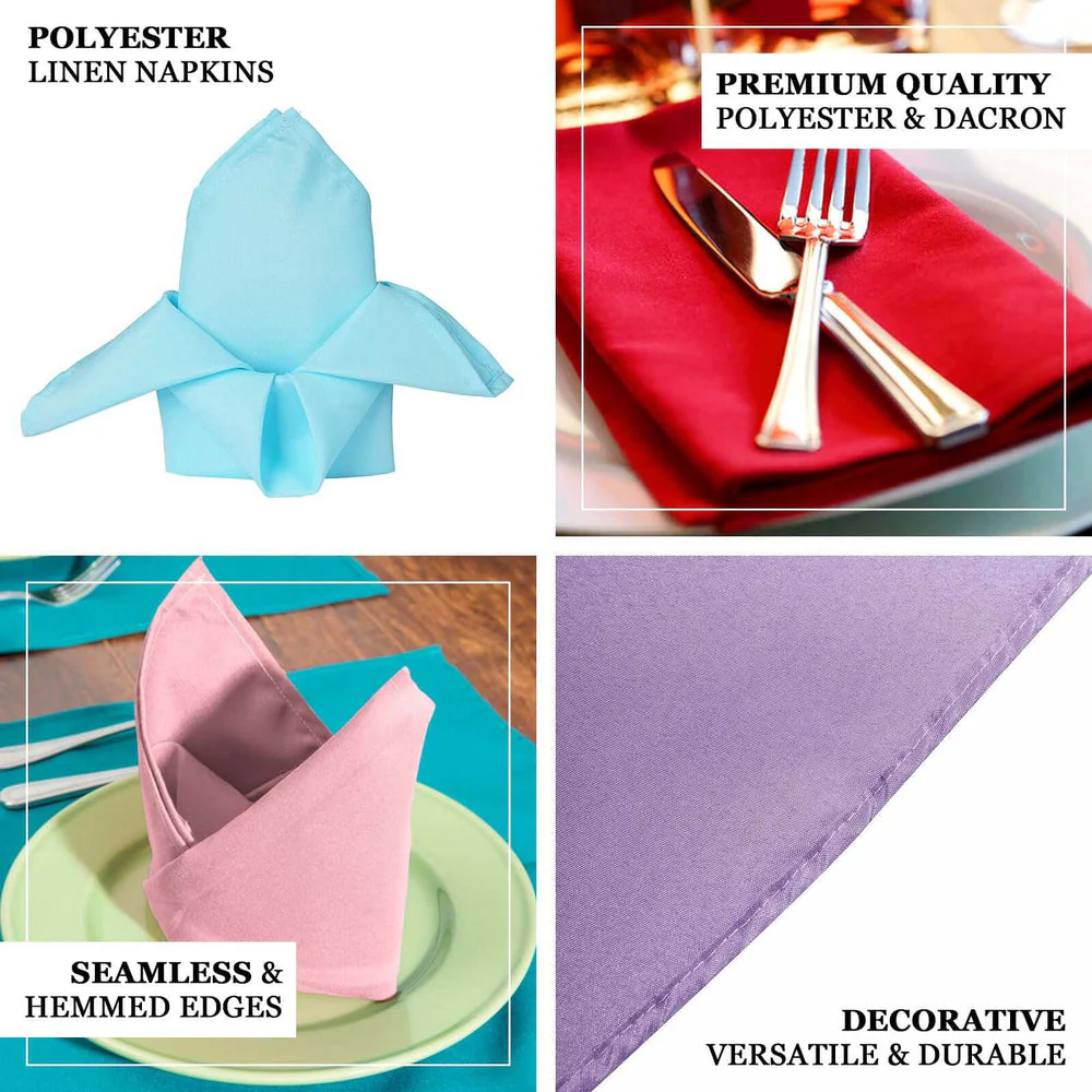 5 Pack Premium Polyester Napkins 17"x17" Burgundy - Wrinkle Resistant & Easy Care Cloth Napkins - Image 4