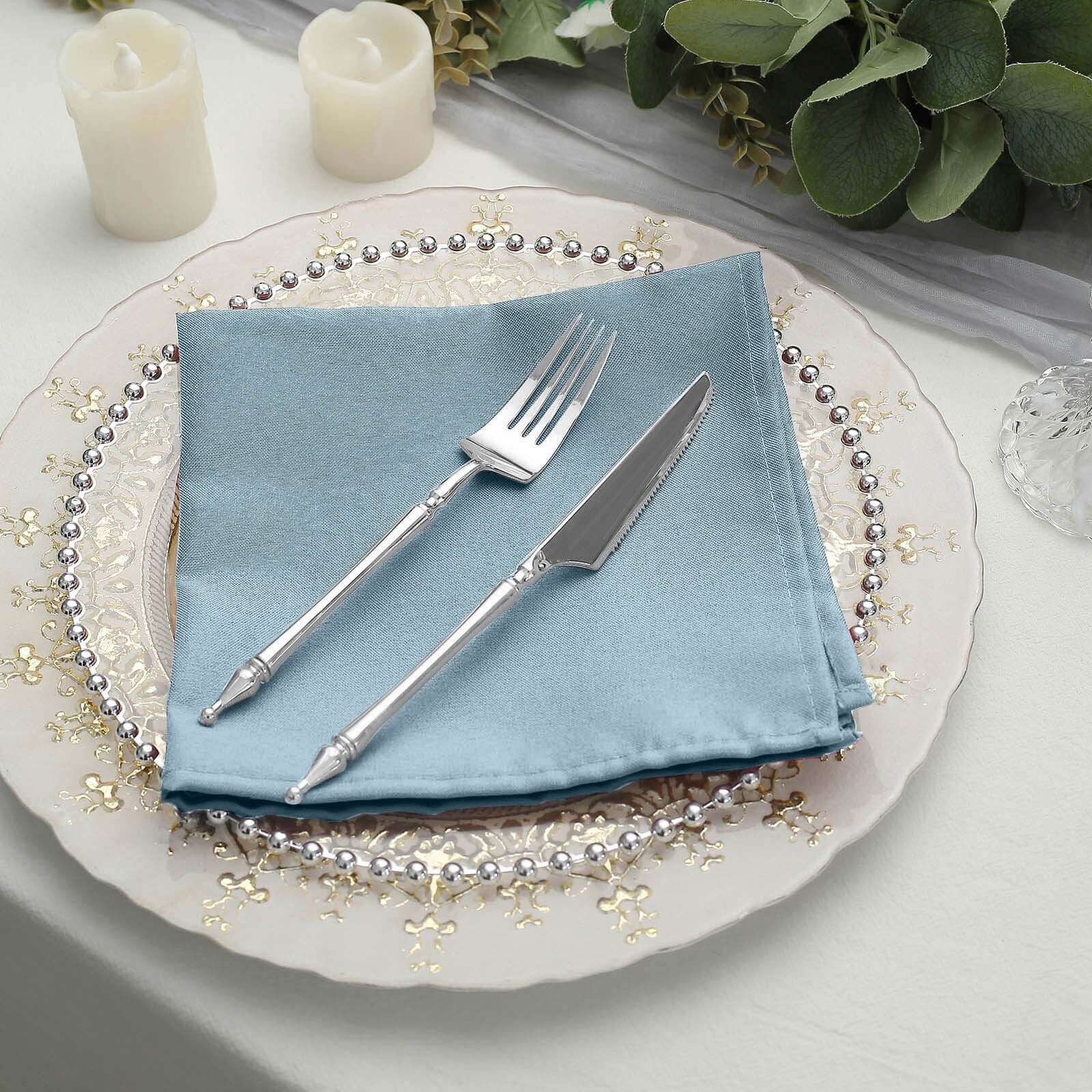 5 Pack Premium Polyester Napkins 17"x17" Dusty Blue - Wrinkle Resistant & Easy Care Cloth Napkins - Image 5