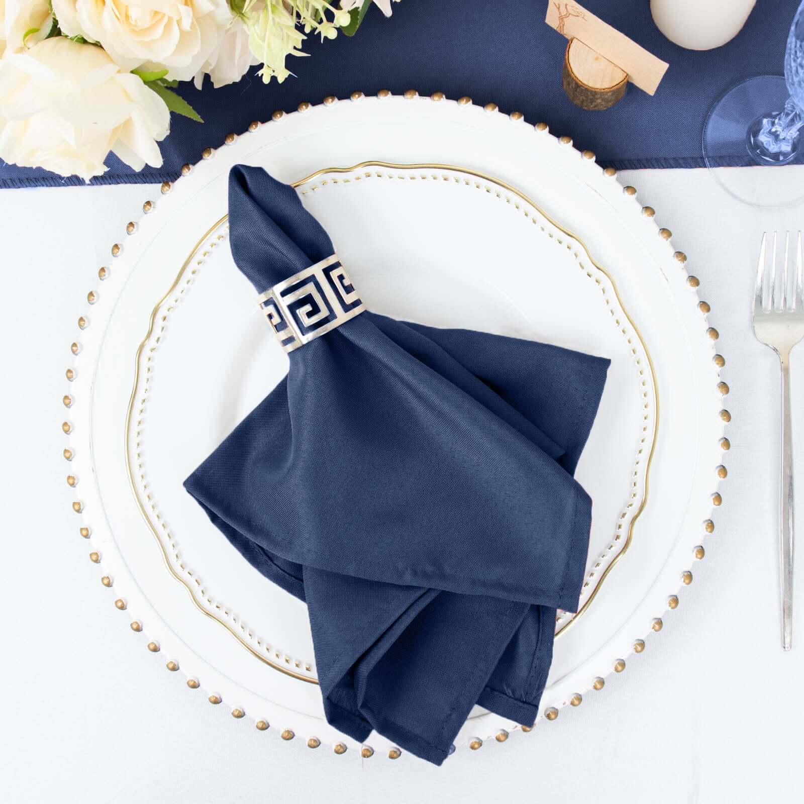 5 Pack Premium Polyester Napkins 17"x17" Navy Blue - Wrinkle Resistant & Easy Care Cloth Napkins - Image 5