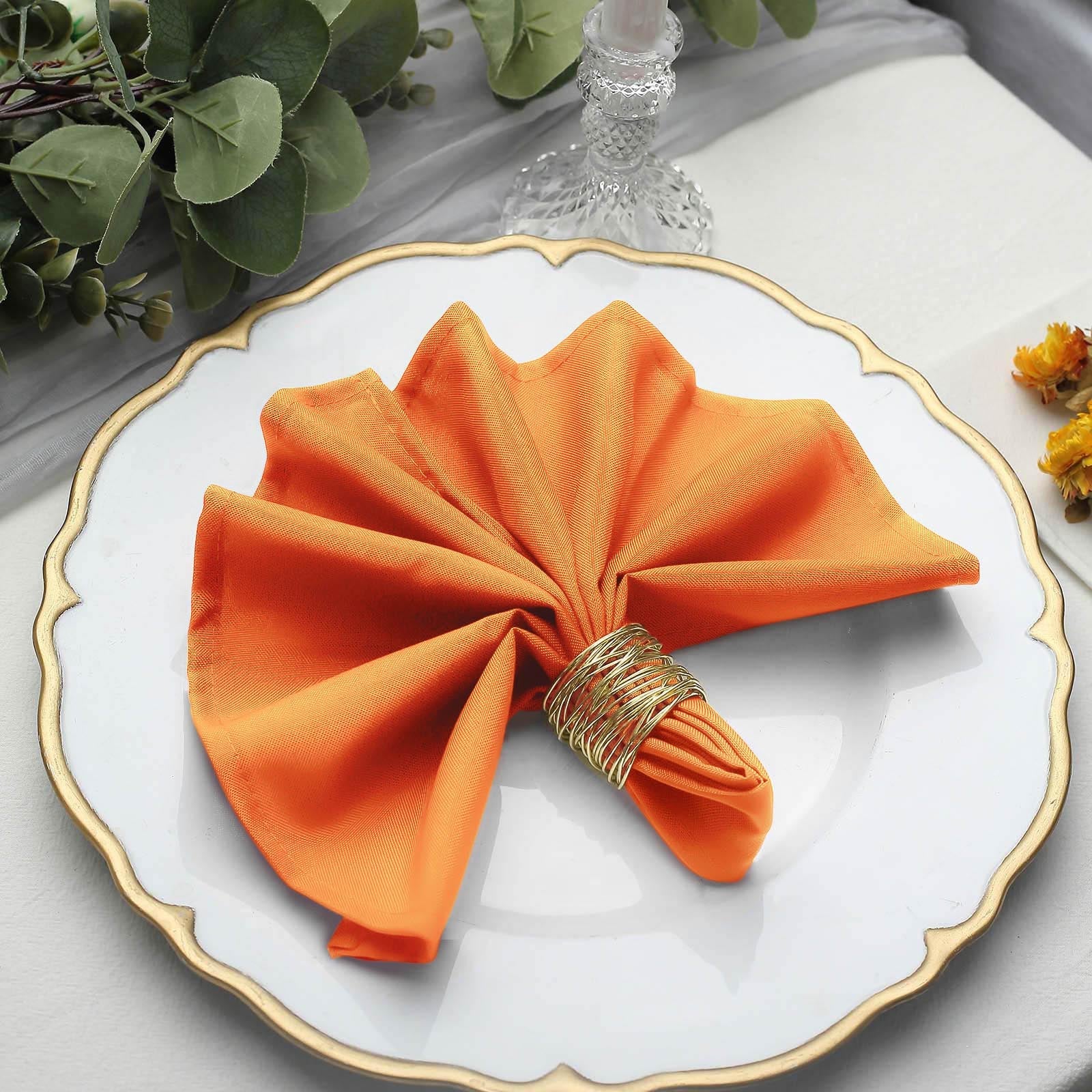 5 Pack Premium Polyester Napkins 17"x17" Orange - Wrinkle Resistant & Easy Care Cloth Napkins - Image 3