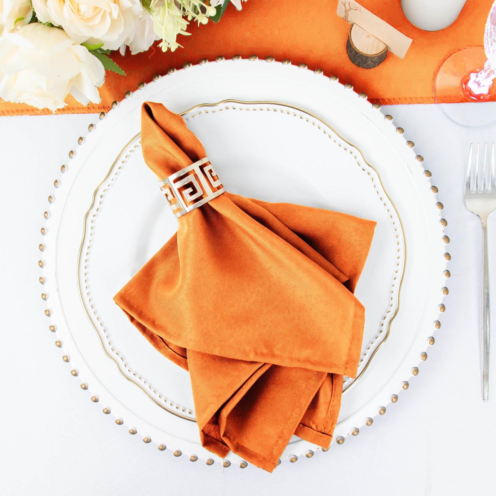 5 Pack Premium Polyester Napkins 17"x17" Orange - Wrinkle Resistant & Easy Care Cloth Napkins - Image 6