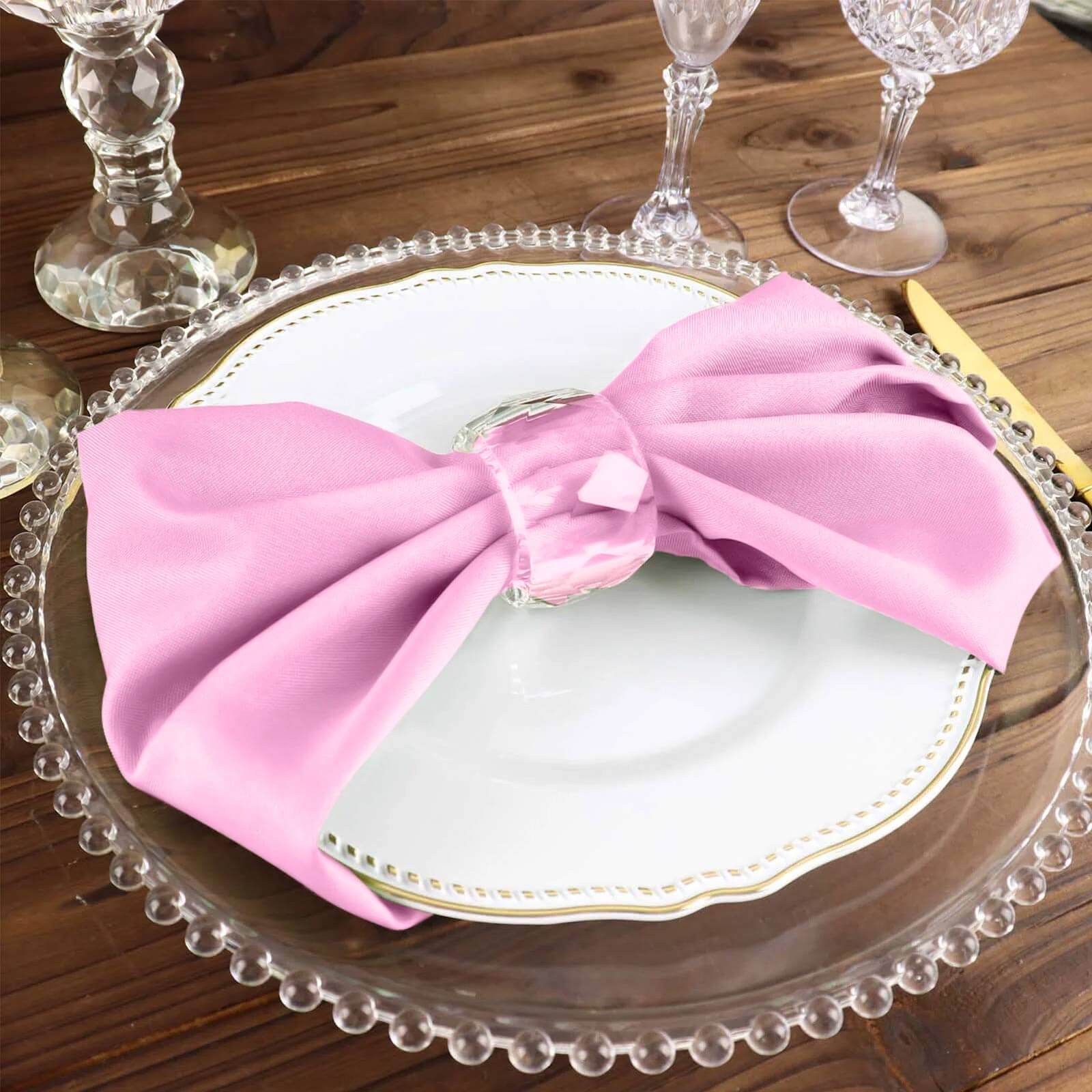 5 Pack Premium Polyester Napkins 17"x17" Pink - Wrinkle Resistant & Easy Care Cloth Napkins - Image 10