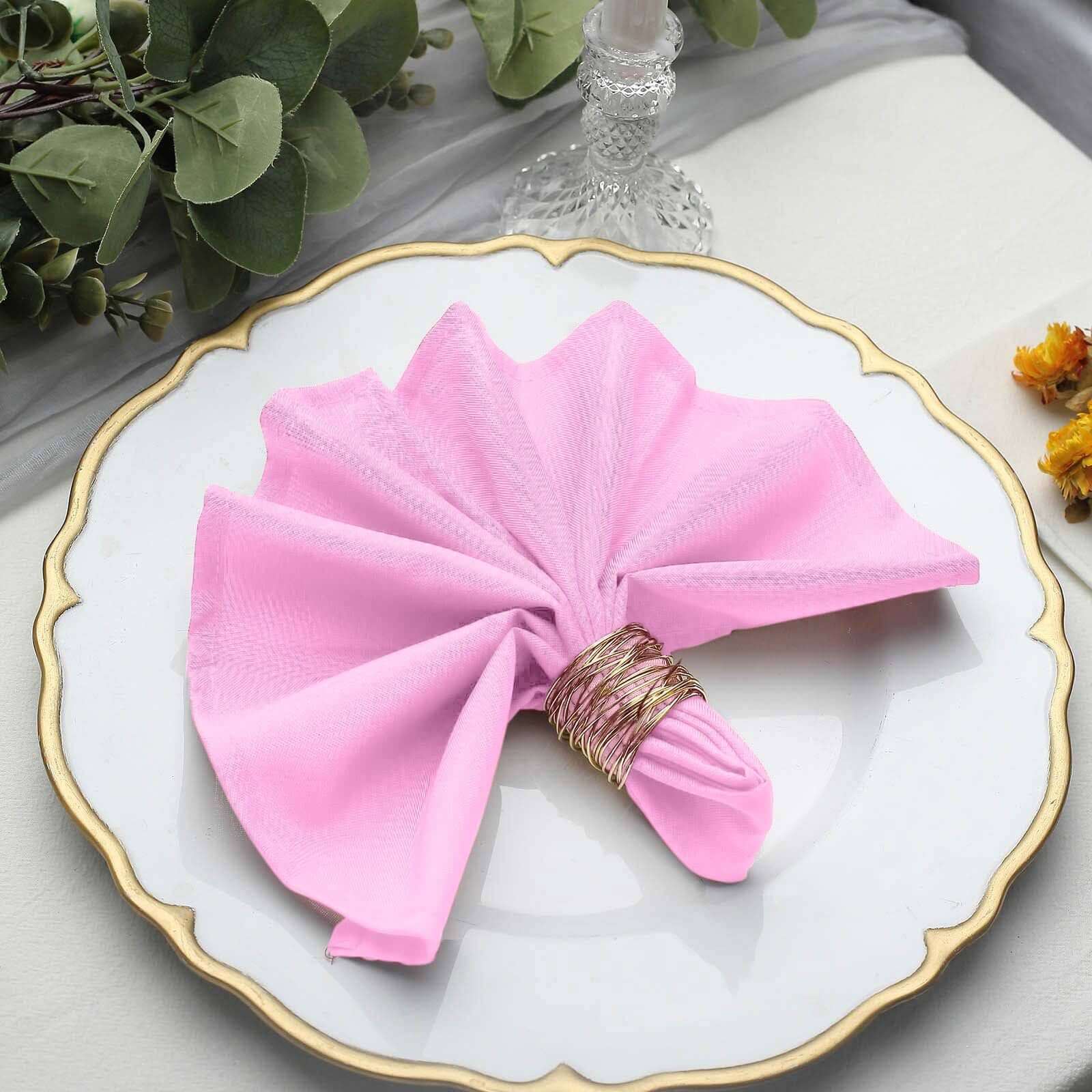5 Pack Premium Polyester Napkins 17"x17" Pink - Wrinkle Resistant & Easy Care Cloth Napkins - Image 2