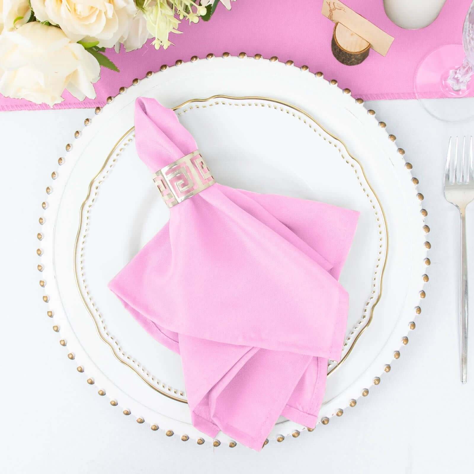 5 Pack Premium Polyester Napkins 17"x17" Pink - Wrinkle Resistant & Easy Care Cloth Napkins - Image 3
