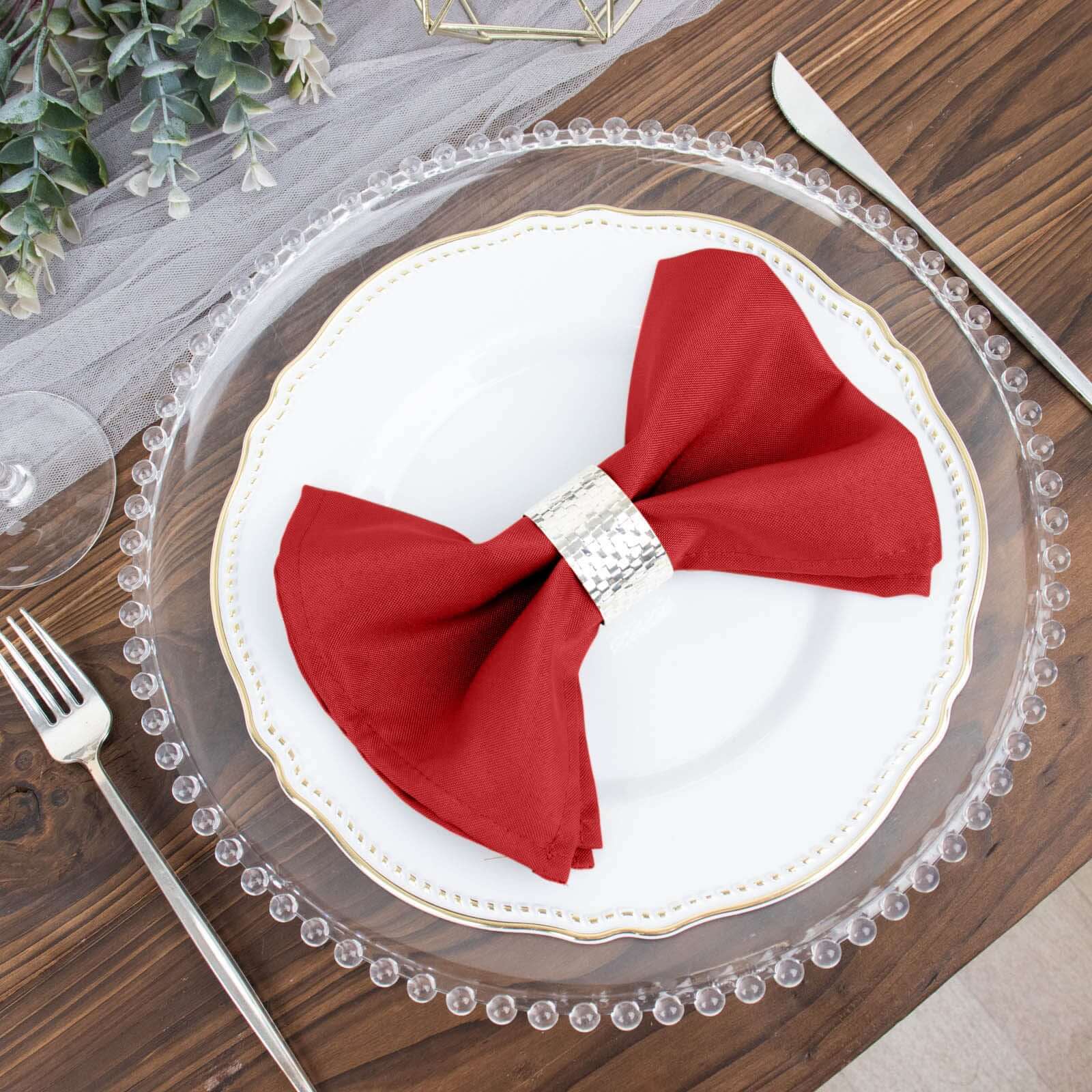 5 Pack Premium Polyester Napkins 17"x17" Red - Wrinkle Resistant & Easy Care Cloth Napkins - Image 3