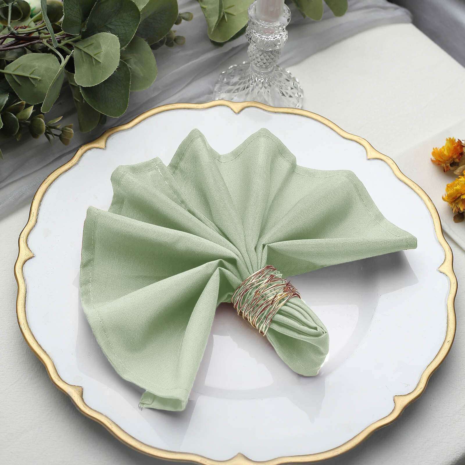 5 Pack Premium Polyester Napkins 17"x17" Sage Green - Wrinkle Resistant & Easy Care Cloth Napkins - Image 6