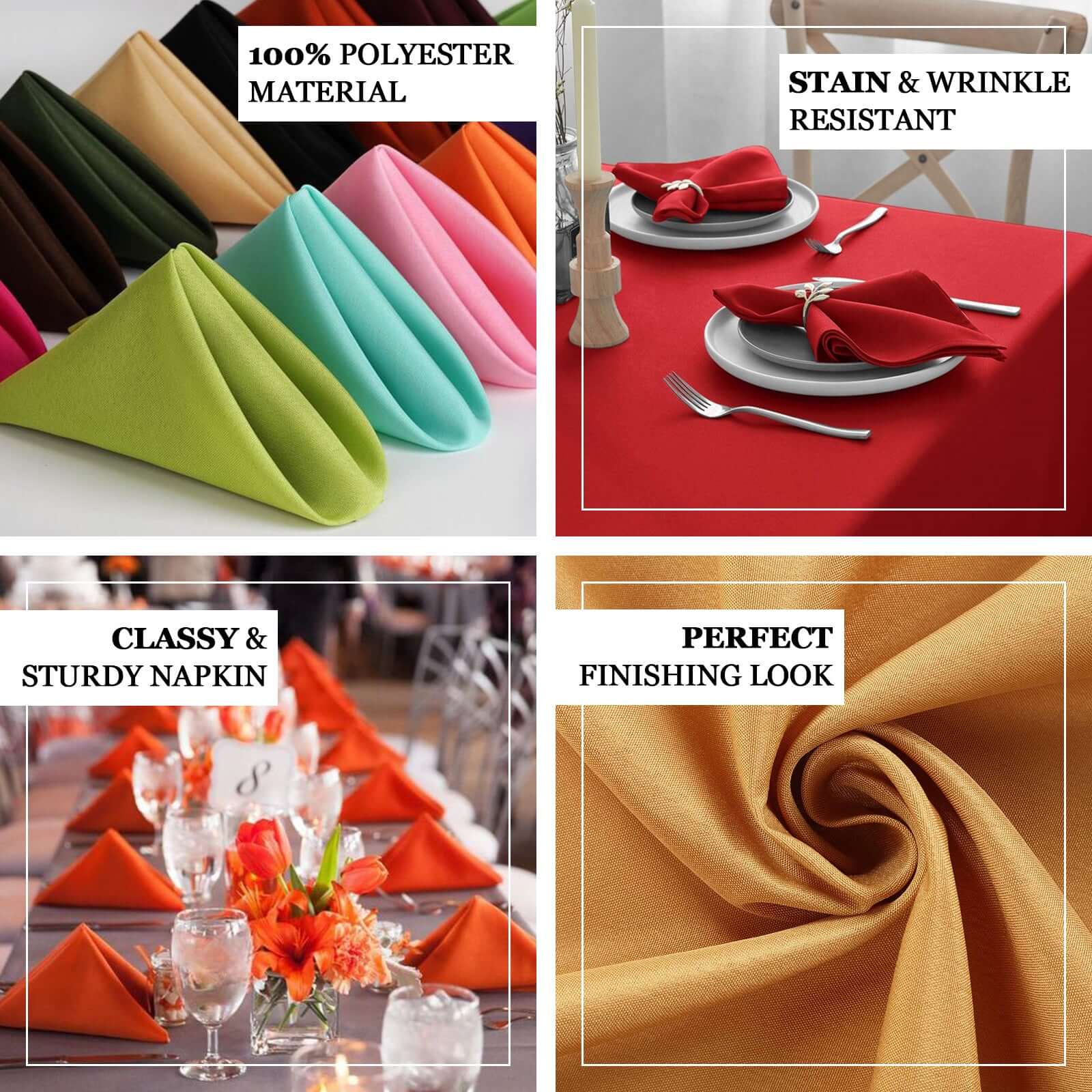 5 Pack Premium Polyester Napkins 17"x17" Violet Amethyst - Wrinkle Resistant & Easy Care Cloth Napkins - Image 4