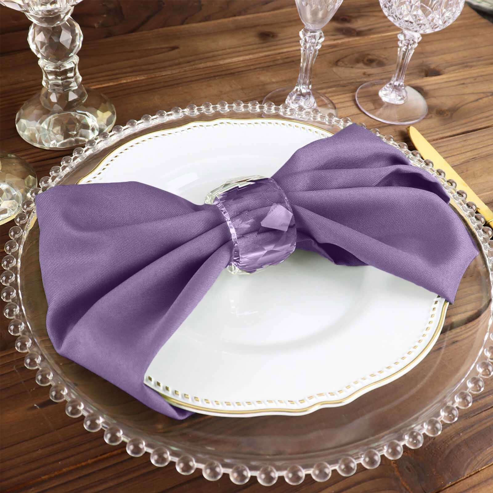 5 Pack Premium Polyester Napkins 17"x17" Violet Amethyst - Wrinkle Resistant & Easy Care Cloth Napkins - Image 7