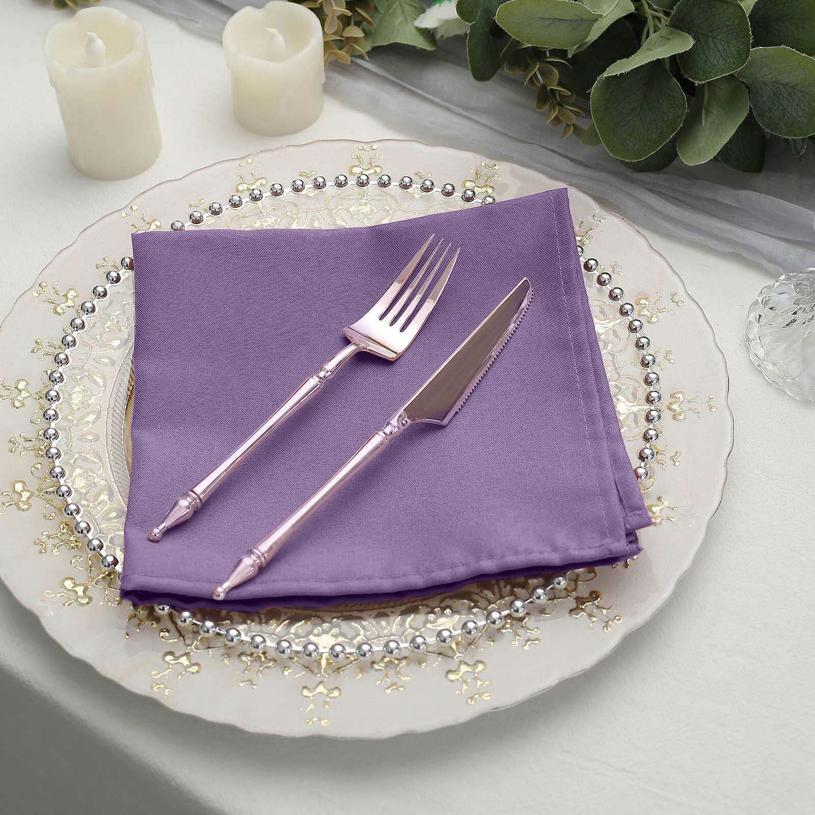 5 Pack Premium Polyester Napkins 17"x17" Violet Amethyst - Wrinkle Resistant & Easy Care Cloth Napkins - Image 8
