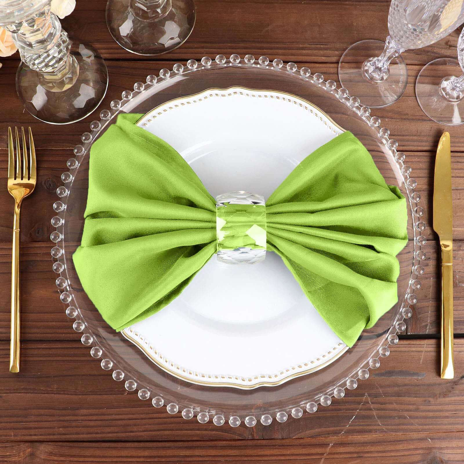 5 Pack Premium Polyester Napkins 20"x20" Apple Green - Durable & Wrinkle Resistant Dinner Napkins - Image 6