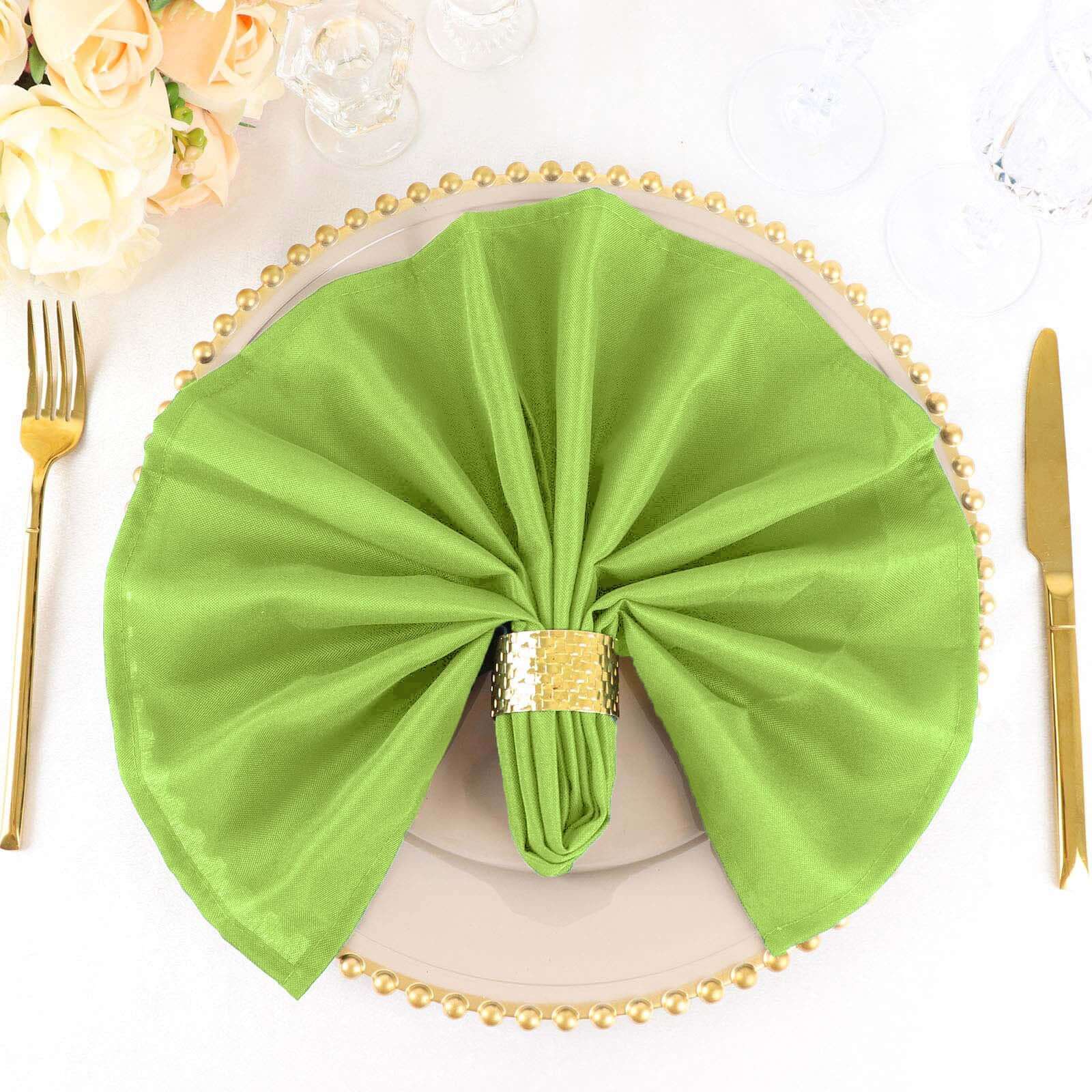 5 Pack Premium Polyester Napkins 20"x20" Apple Green - Durable & Wrinkle Resistant Dinner Napkins - Image 8