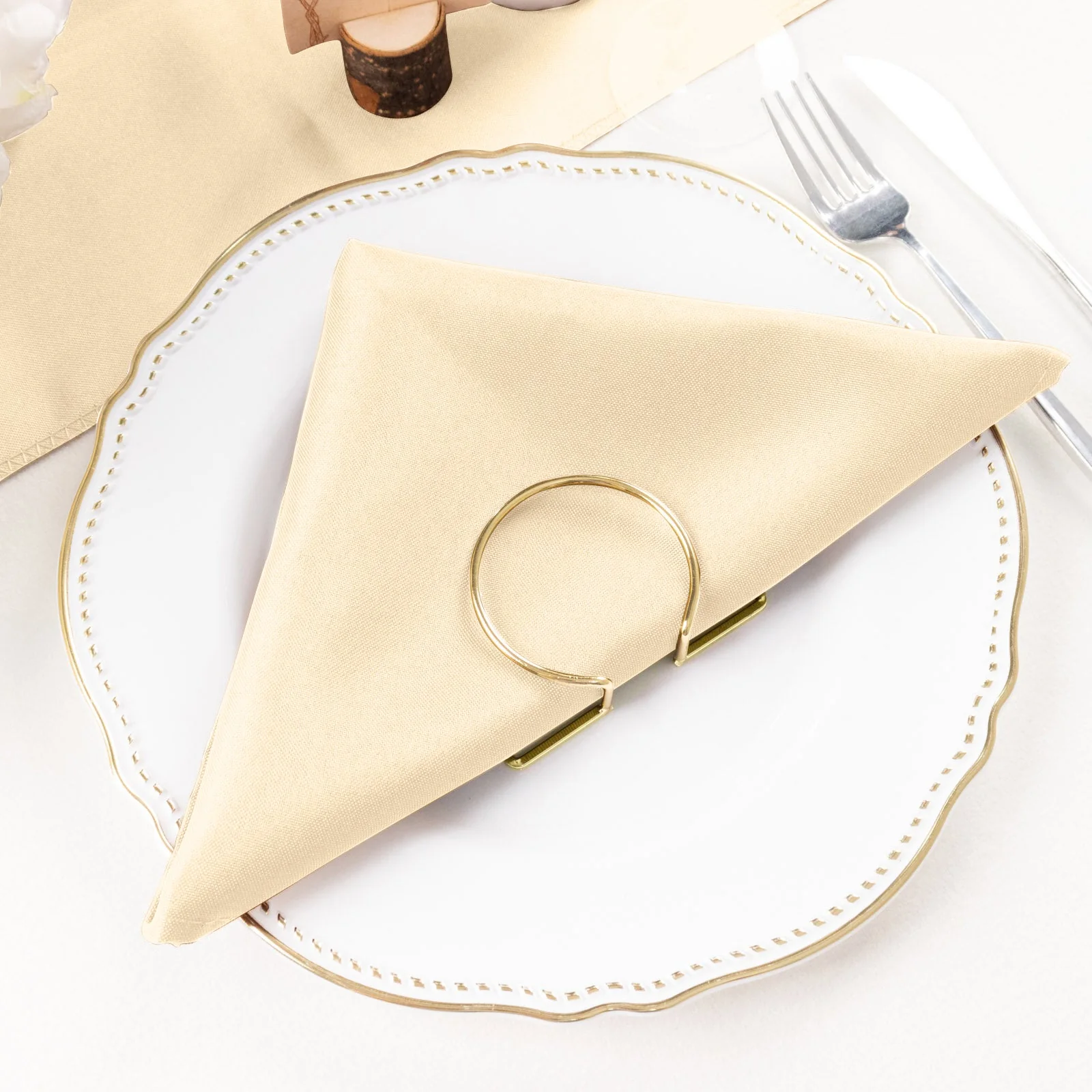 5 Pack Premium Polyester Napkins 20"x20" Beige - Durable & Wrinkle Resistant Dinner Napkins - Image 7