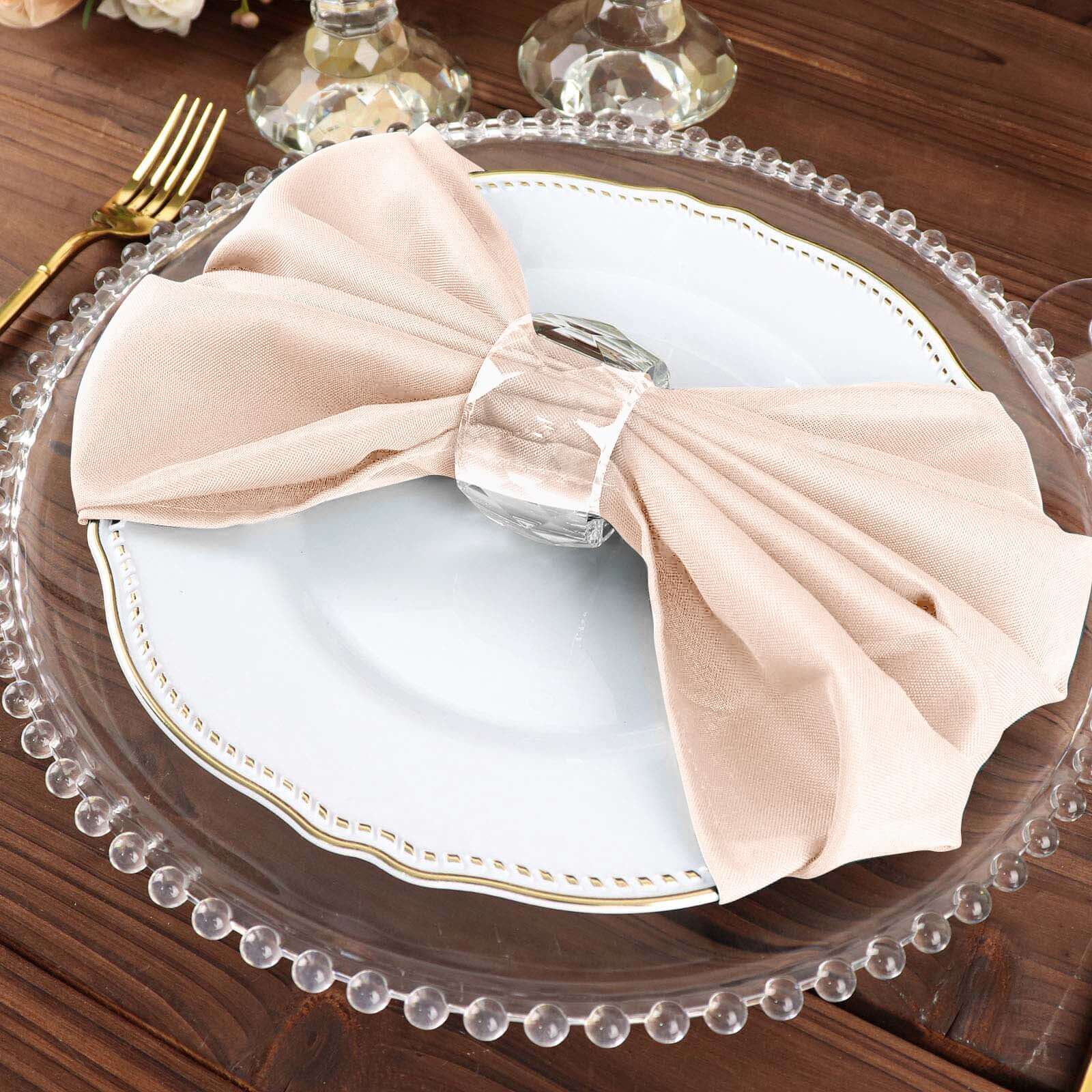 5 Pack Premium Polyester Napkins 20"x20" Blush - Durable & Wrinkle Resistant Dinner Napkins - Image 6