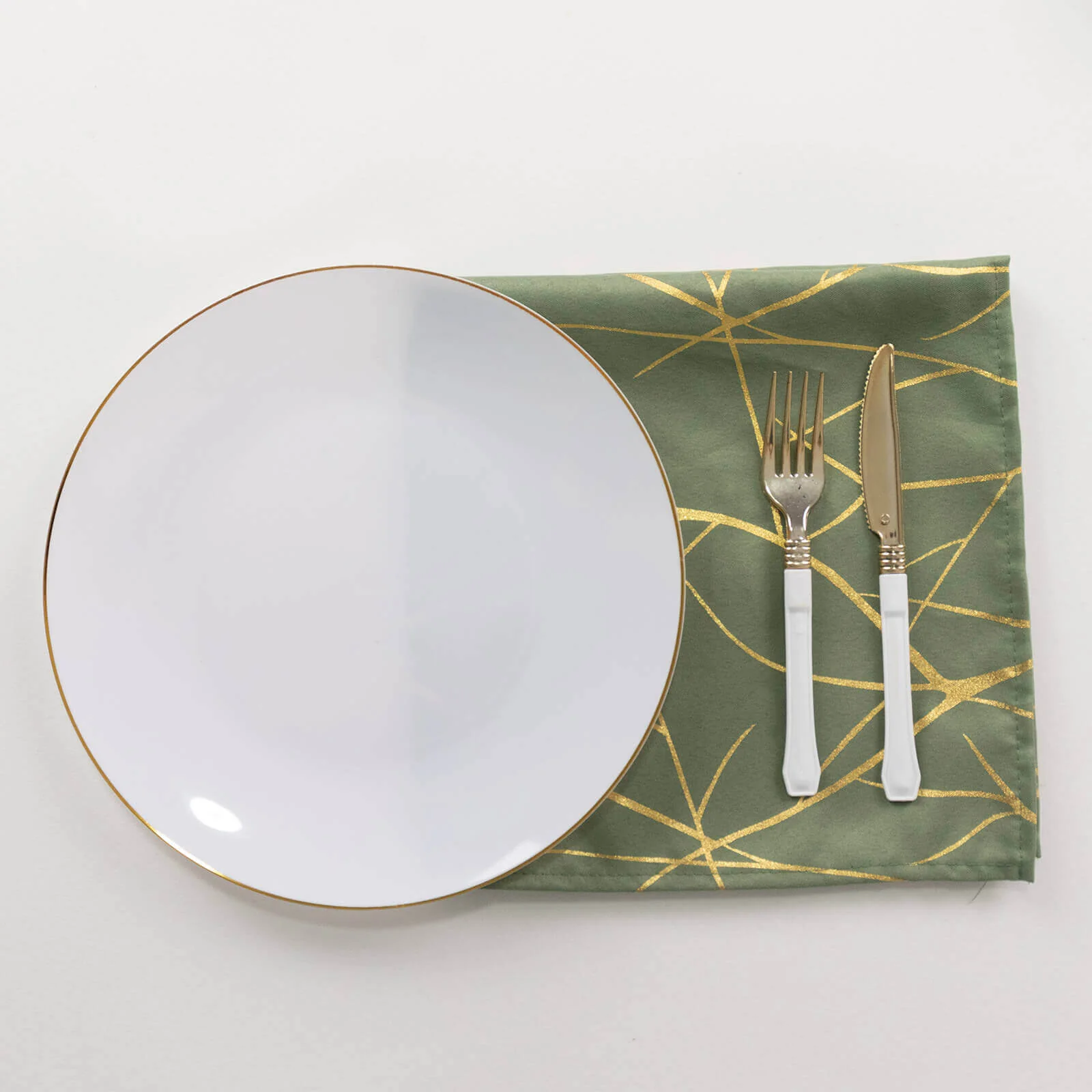 5 Pack Polyester Napkins 20"x20" Dusty Sage Green with Gold Foil Tree Branch Pattern - Modern Washable Cloth Napkins for Formal & Casual Dining - Image 2