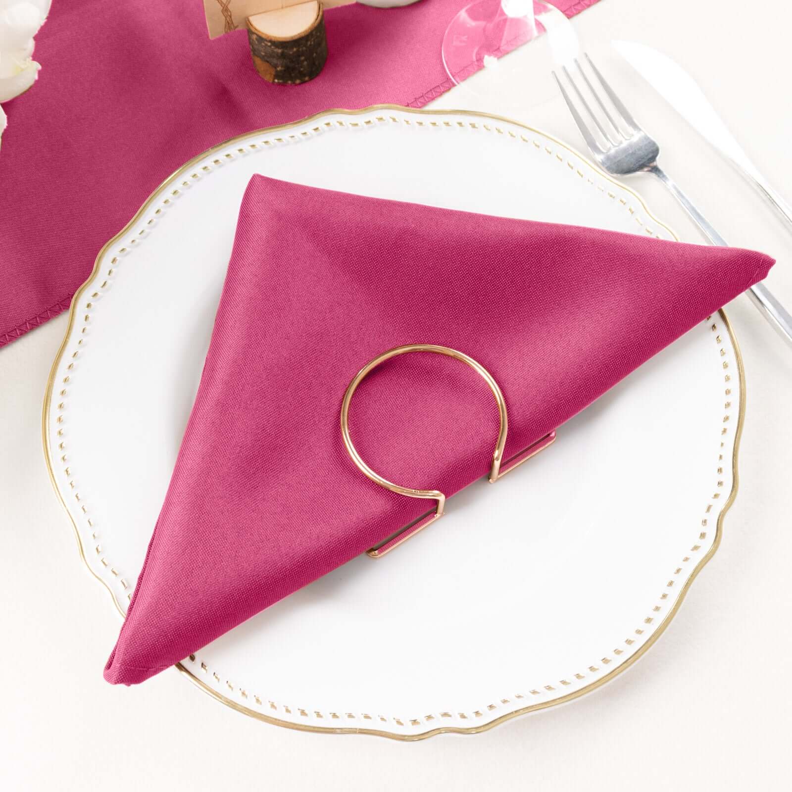 5 Pack Premium Polyester Napkins 20"x20" Fuchsia - Durable & Wrinkle Resistant Dinner Napkins - Image 2
